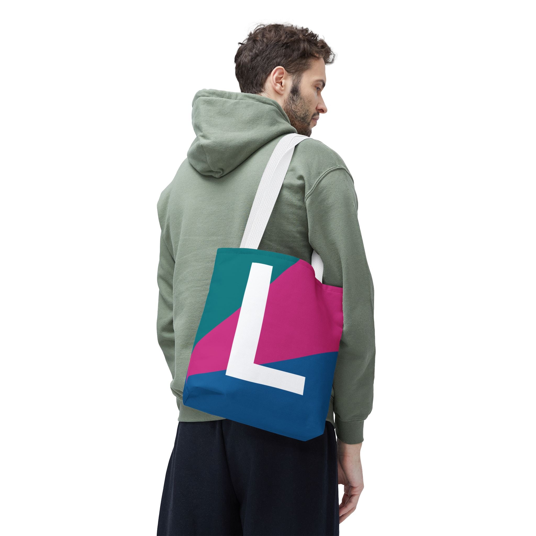 Monogram 'L' Colorblock Tote Bag — Personalized Initial L Shoulder Tote