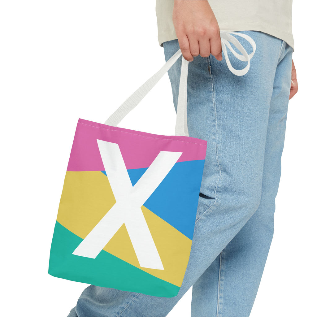 Monogram 'X' Colorblock Tote Bag — Personalized Initial X Shoulder Tote
