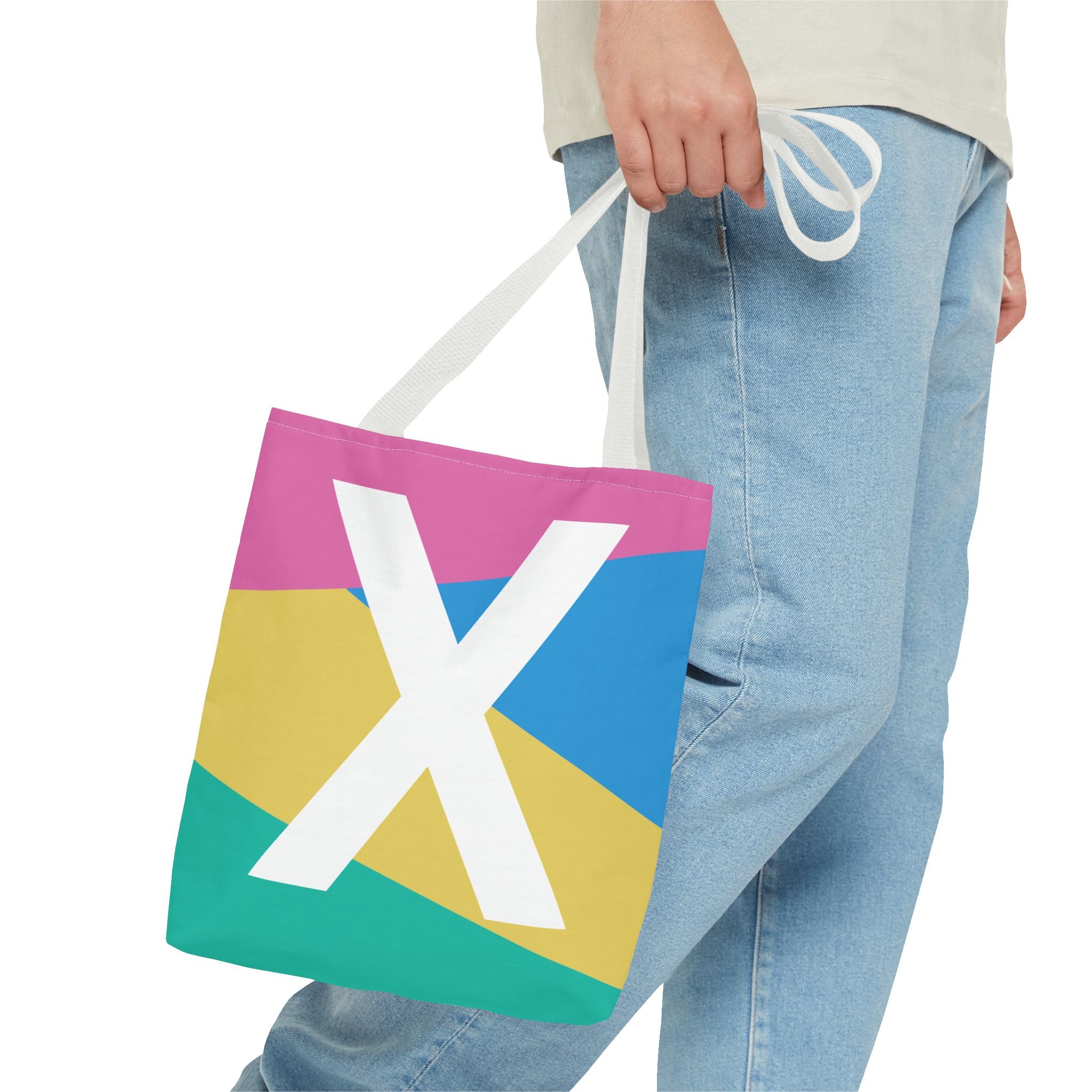 Monogram 'X' Colorblock Tote Bag — Personalized Initial X Shoulder Tote