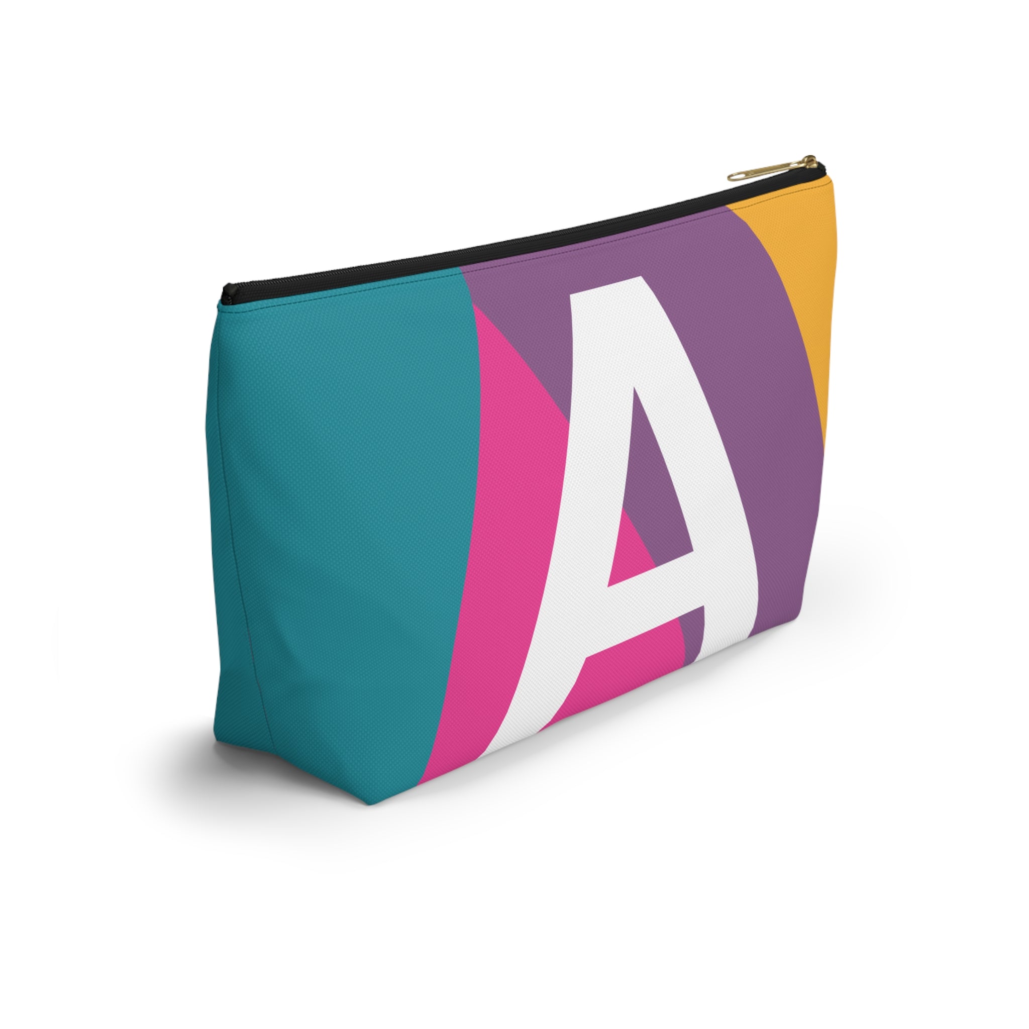 Initials Colorblock Accessory Pouch — Monogram A T-Bottom Cosmetic Bag