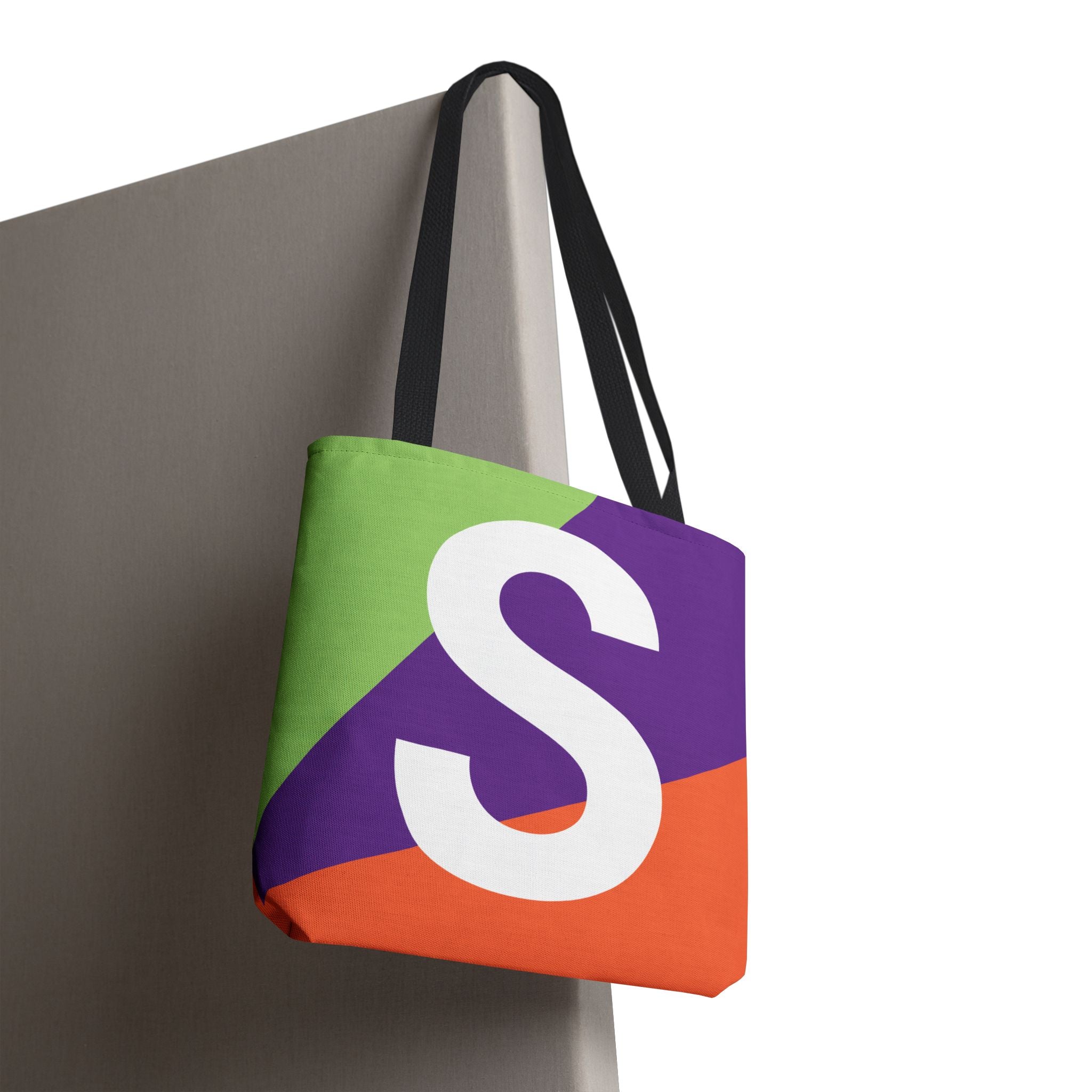 Monogram 'S' Colorblock Tote Bag — Personalized Initial S Shoulder Tote