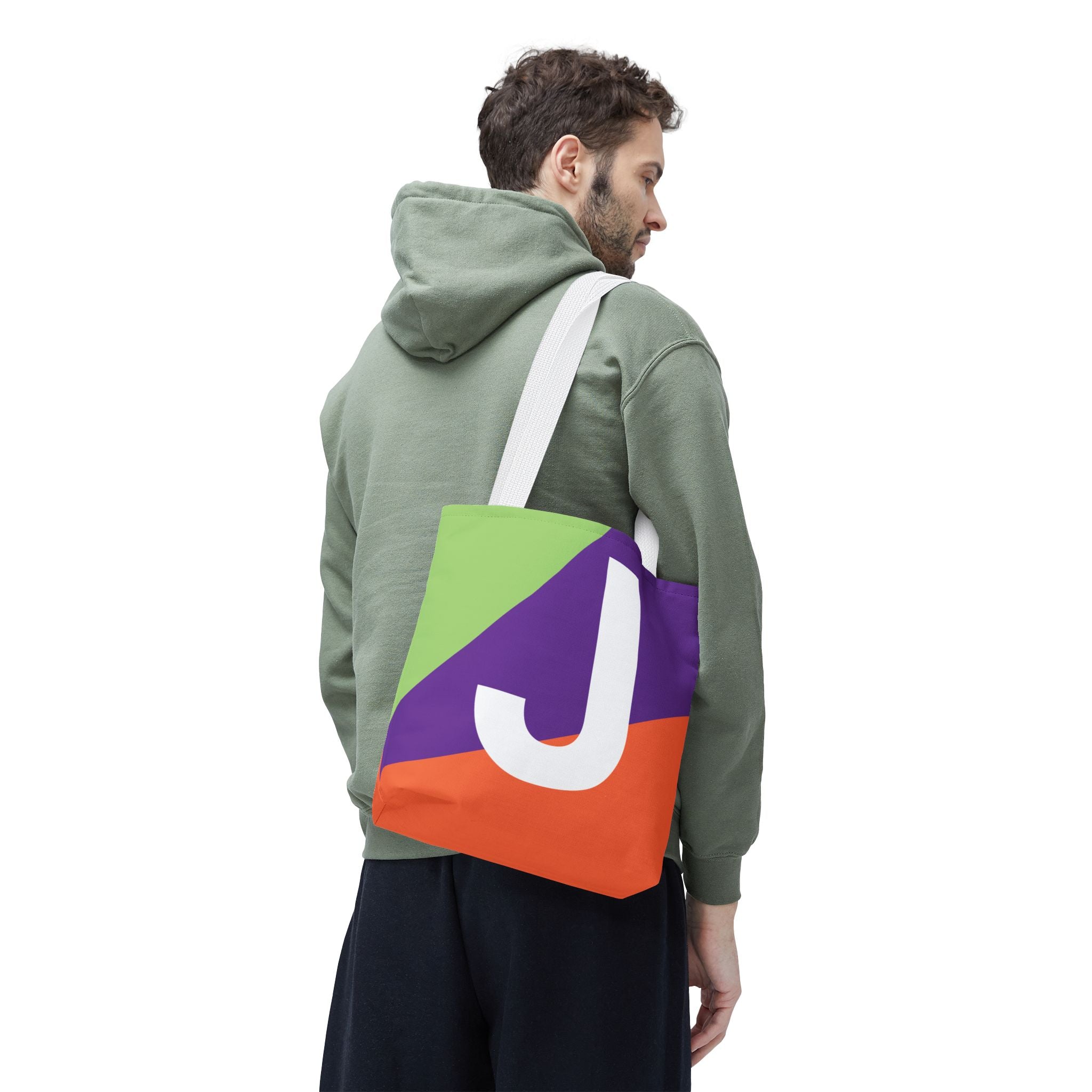 Monogram 'J' Colorblock Tote Bag — Personalized Initial J Shoulder Tote