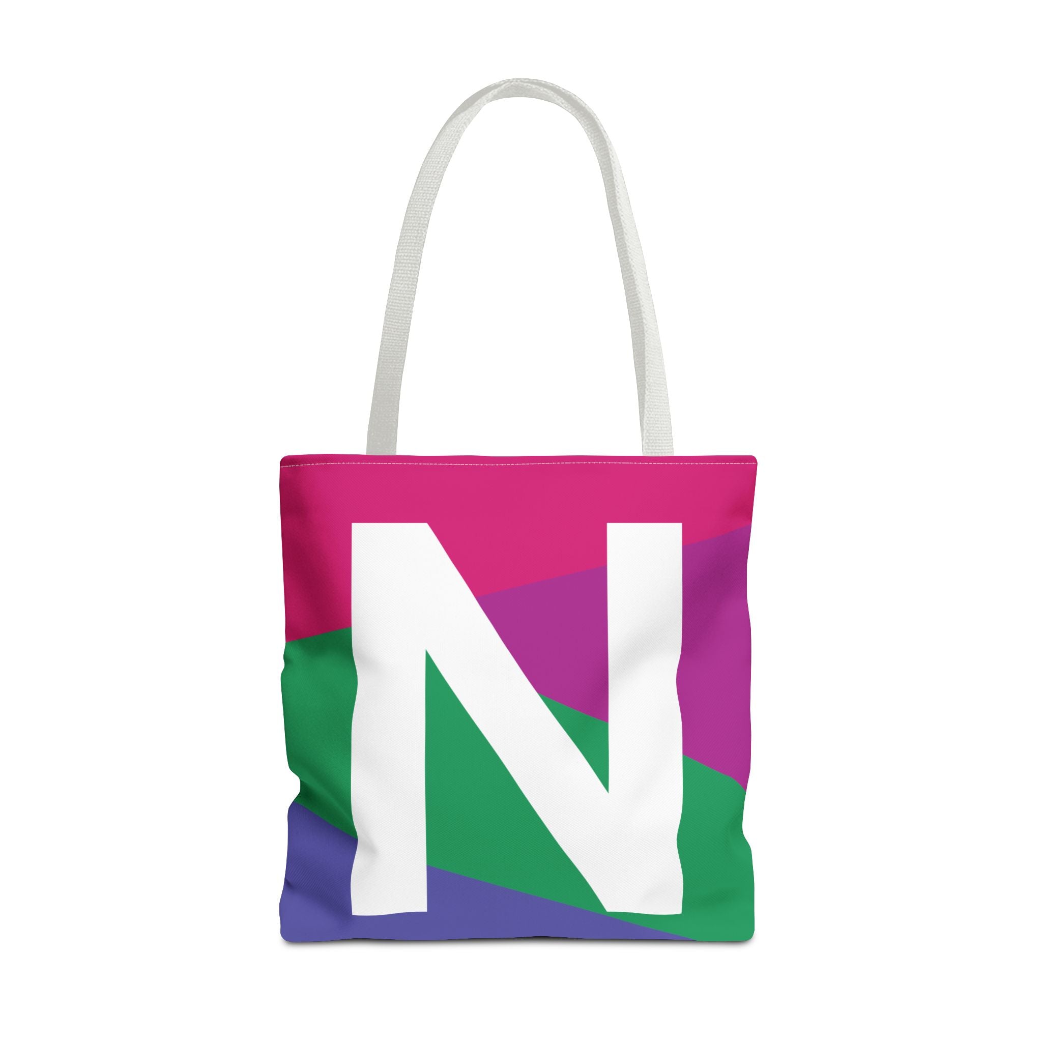 Monogram 'N' Colorblock Tote Bag — Personalized Initial N Shoulder Tote