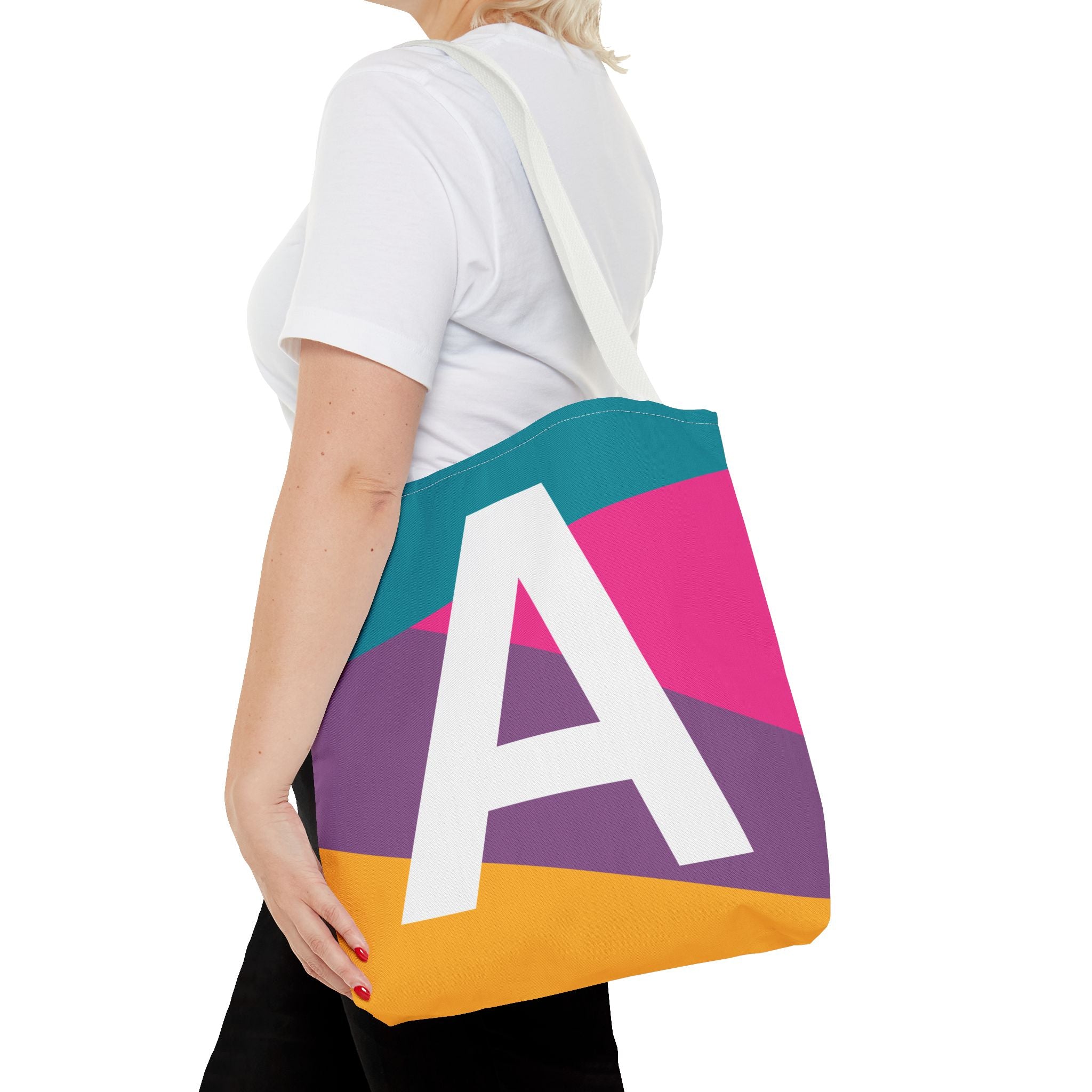 Monogram 'A' Colorblock Tote Bag — Personalized Initial A Shoulder Tote