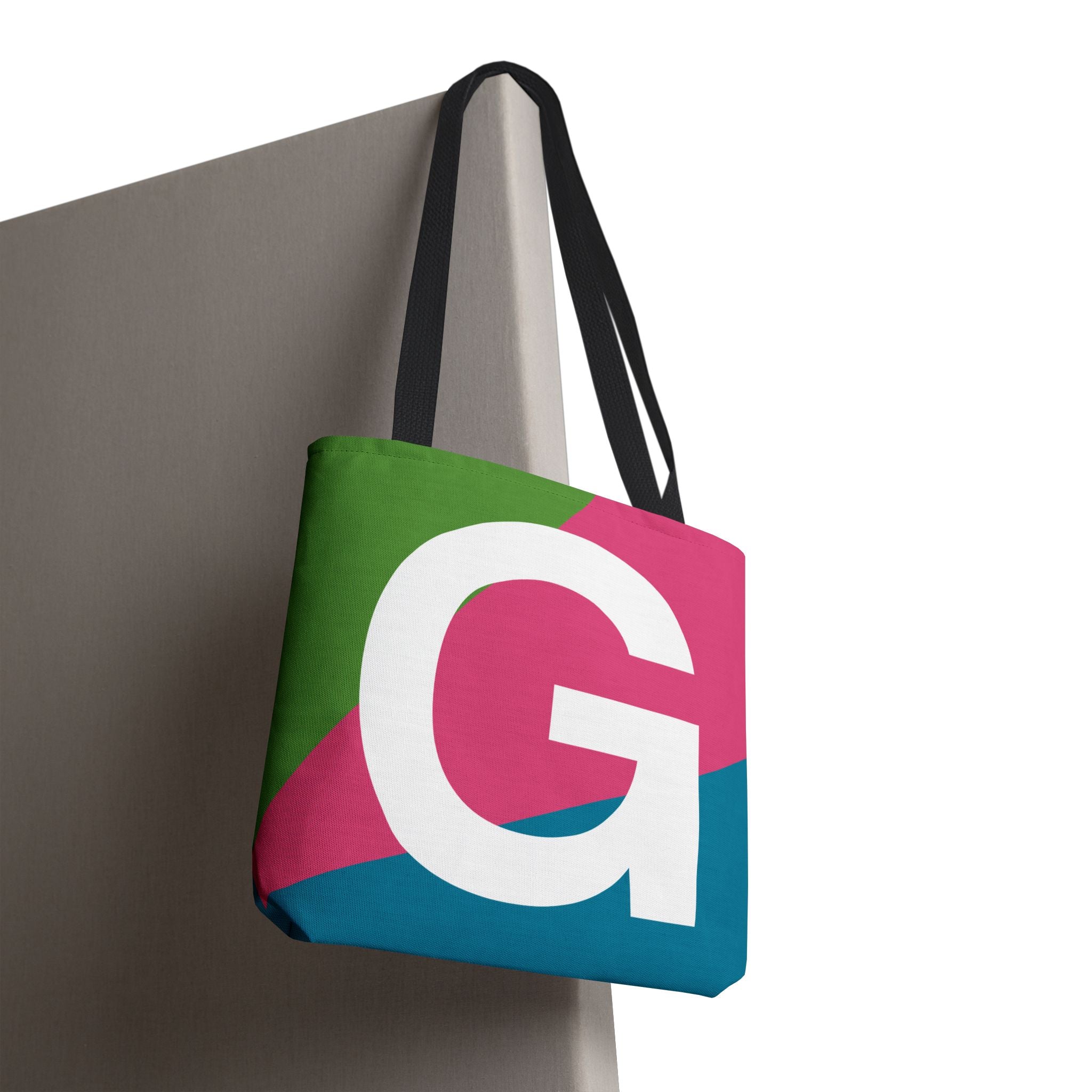 Monogram 'G' Colorblock Tote Bag — Personalized Initial G Shoulder Tote