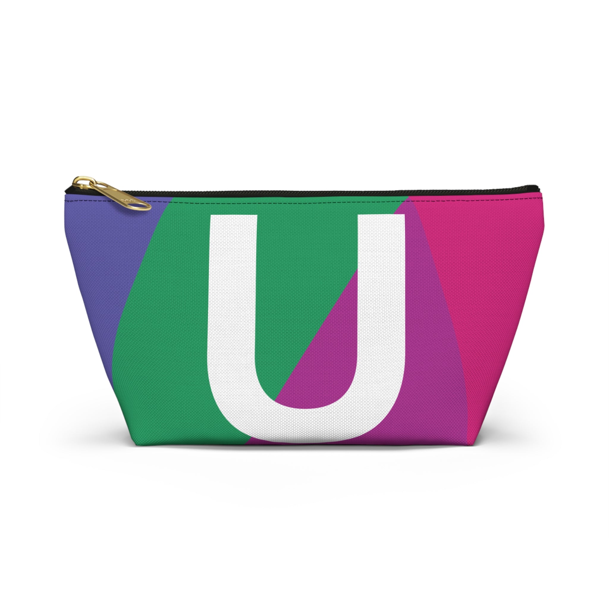 Initials Colorblock Accessory Pouch — Monogram U T-Bottom Cosmetic Bag