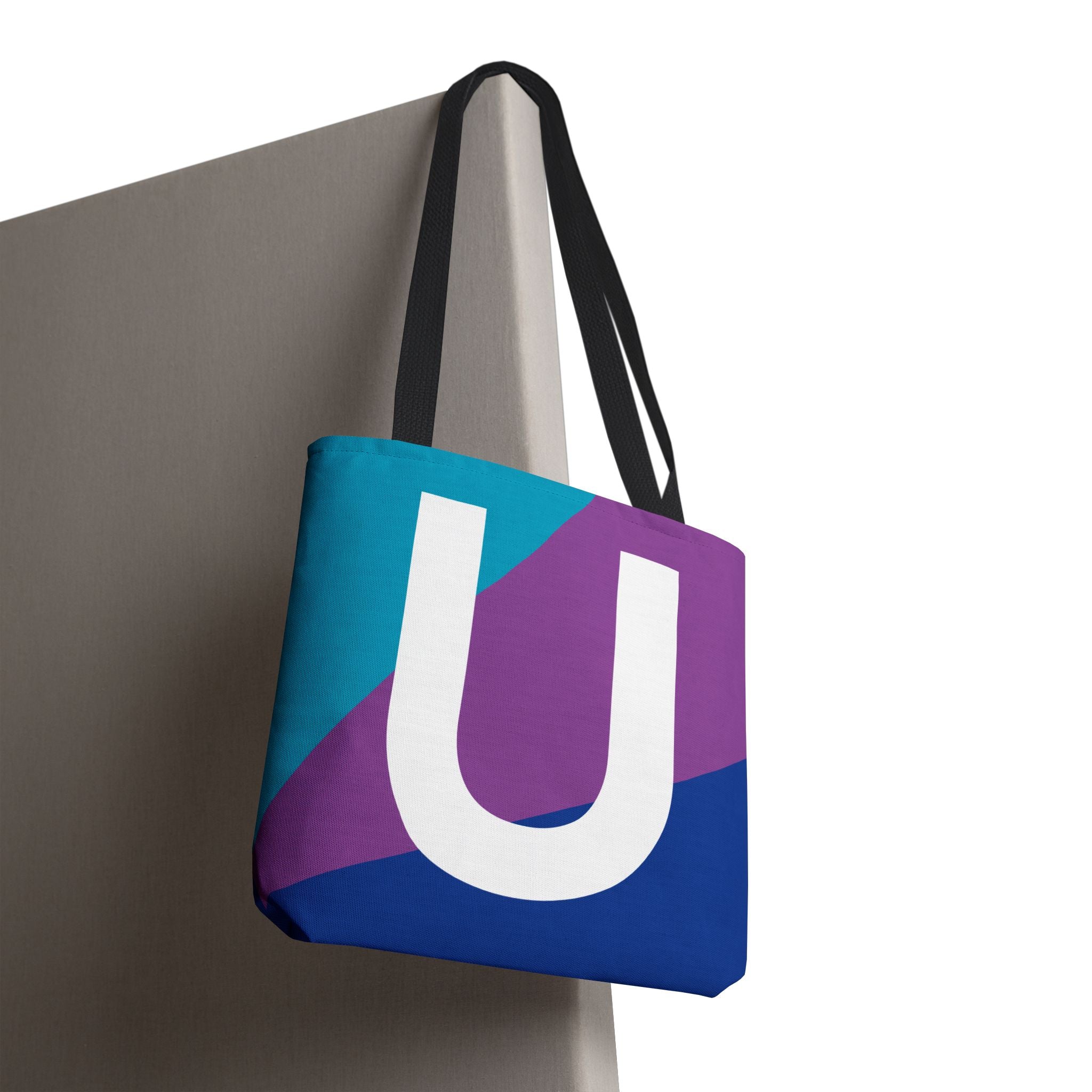 Monogram 'U' Colorblock Tote Bag — Personalized Initial U Shoulder Tote