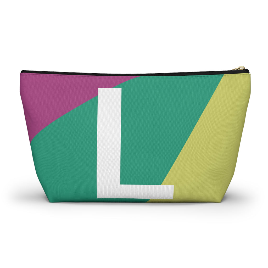 Initials Colorblock Accessory Pouch — Monogram L T-Bottom Cosmetic Bag