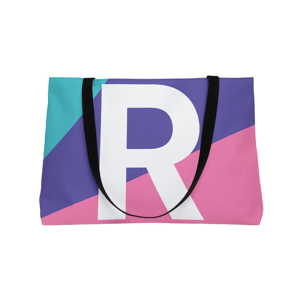 Personalized 'R' Colorblock Tote Bag — Monogram Weekender Tote