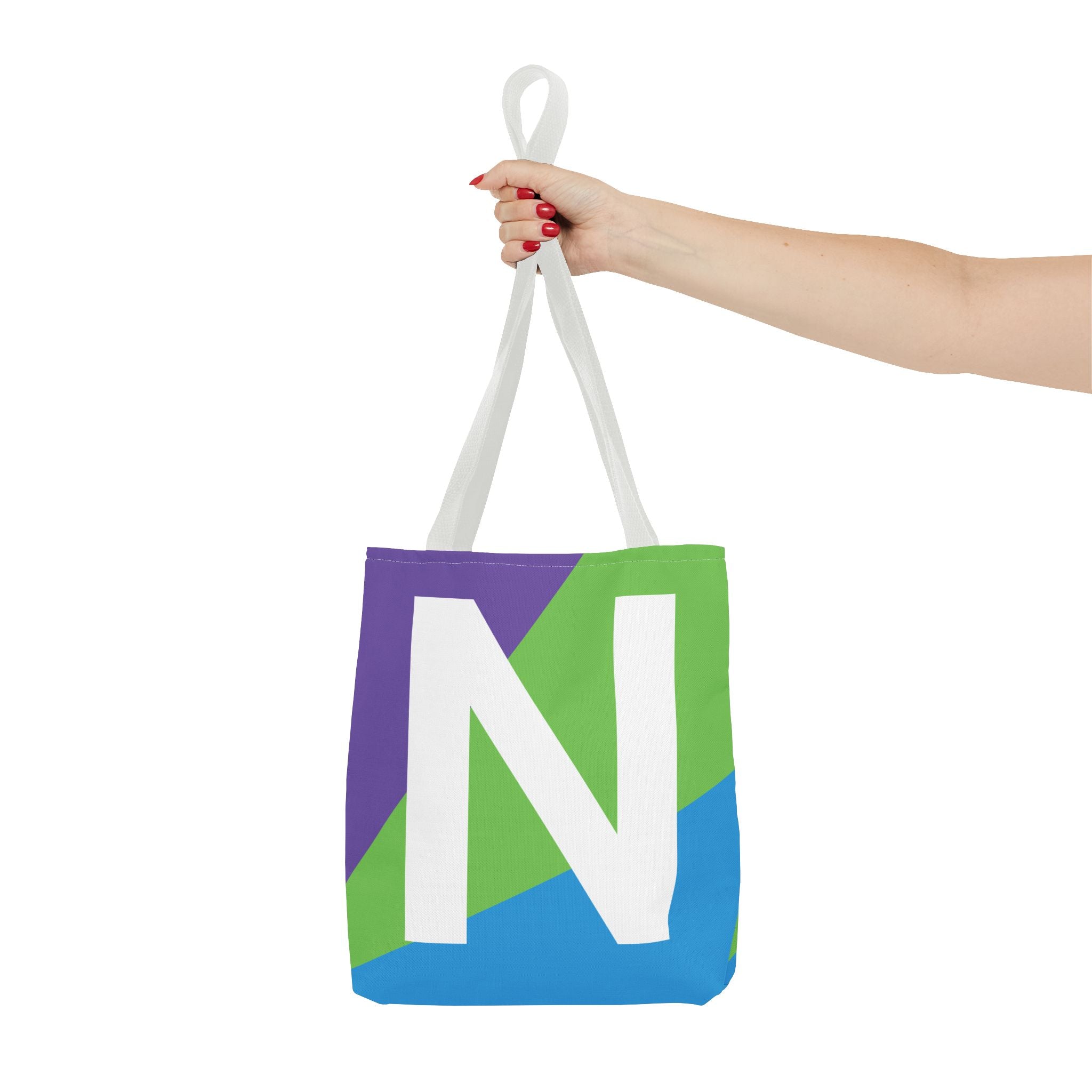 Monogram 'N' Colorblock Tote Bag — Personalized Initial N Shoulder Tote