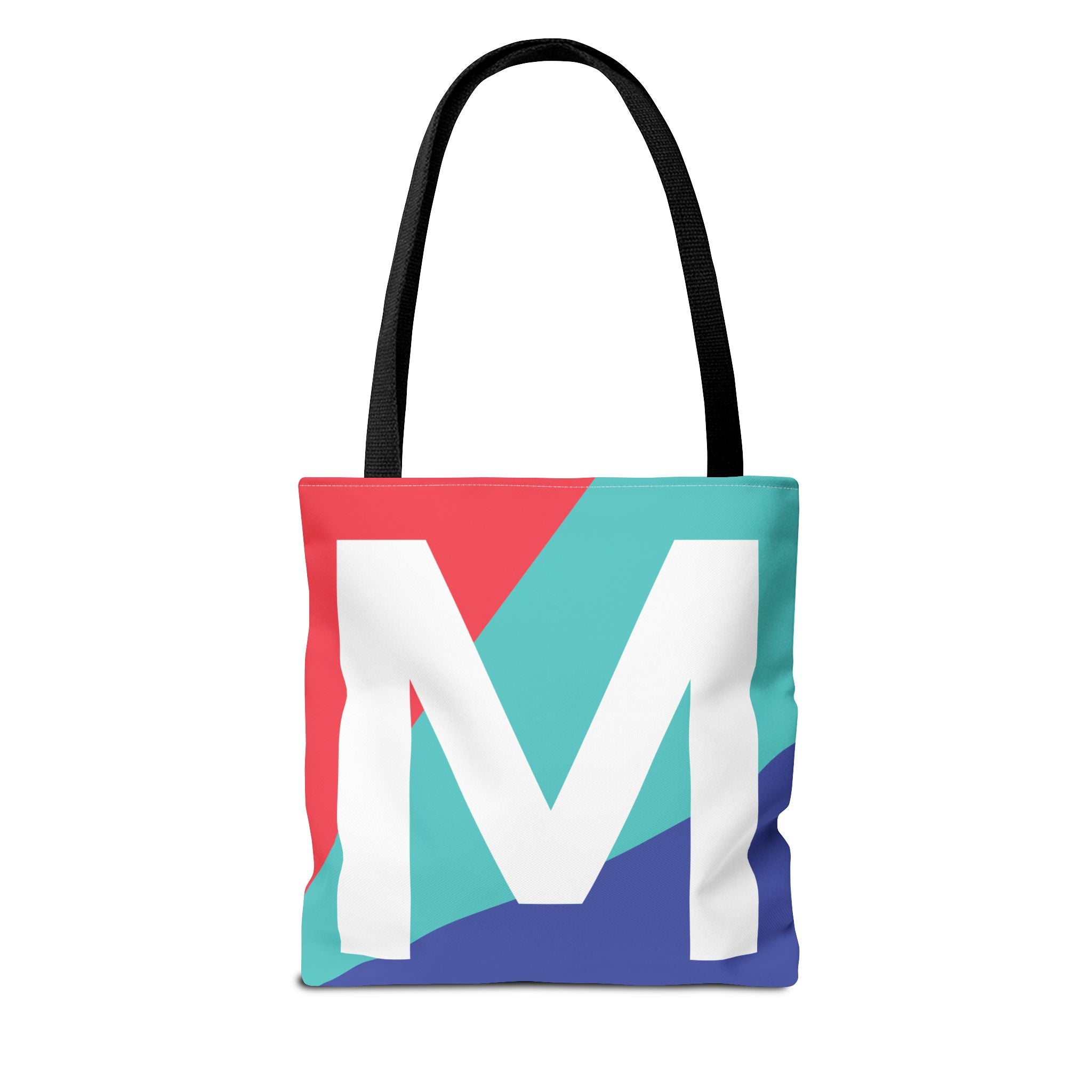 Monogram 'M' Colorblock Tote Bag — Personalized Initial M Shoulder Tote