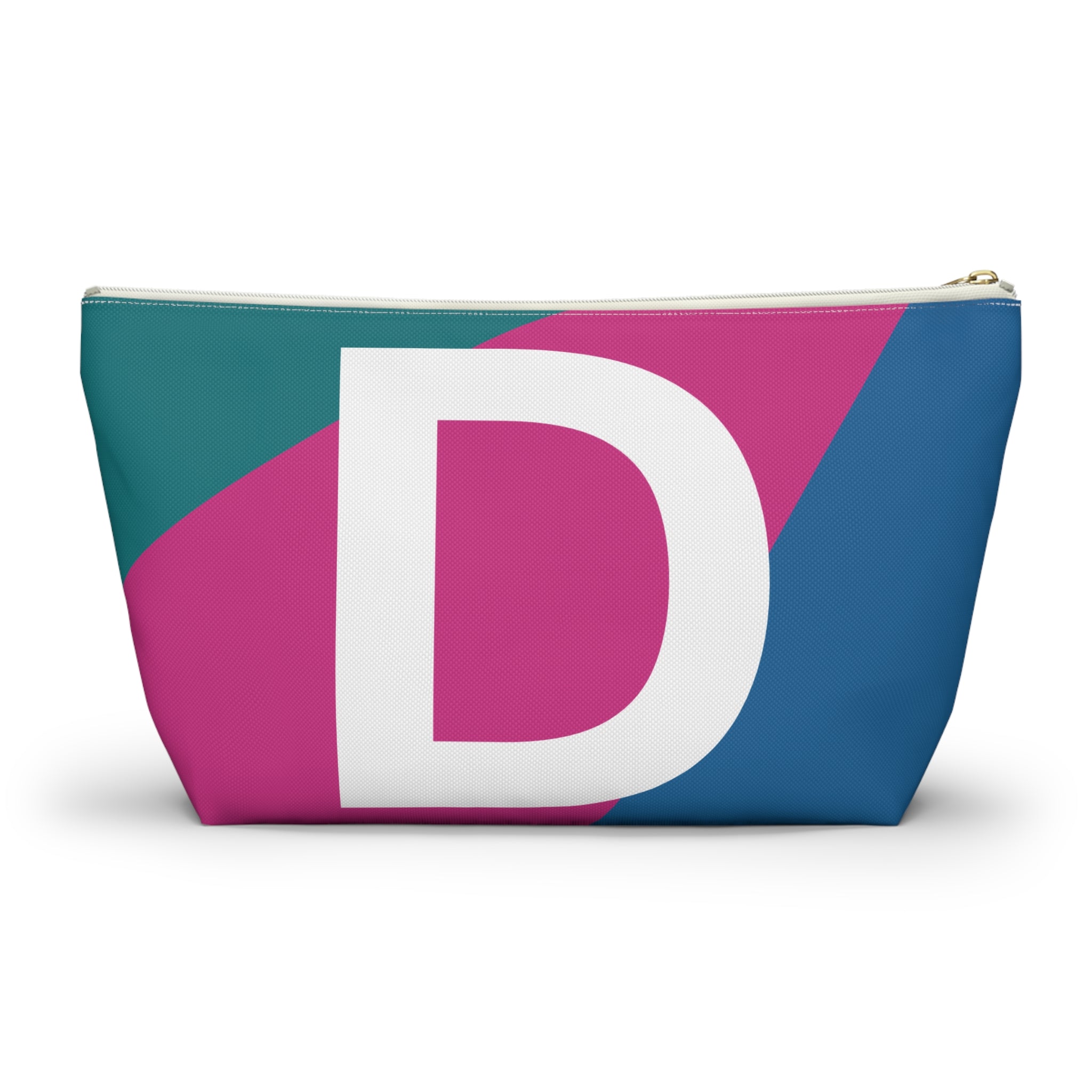 Initials Colorblock Accessory Pouch — Monogram D T-Bottom Cosmetic Bag