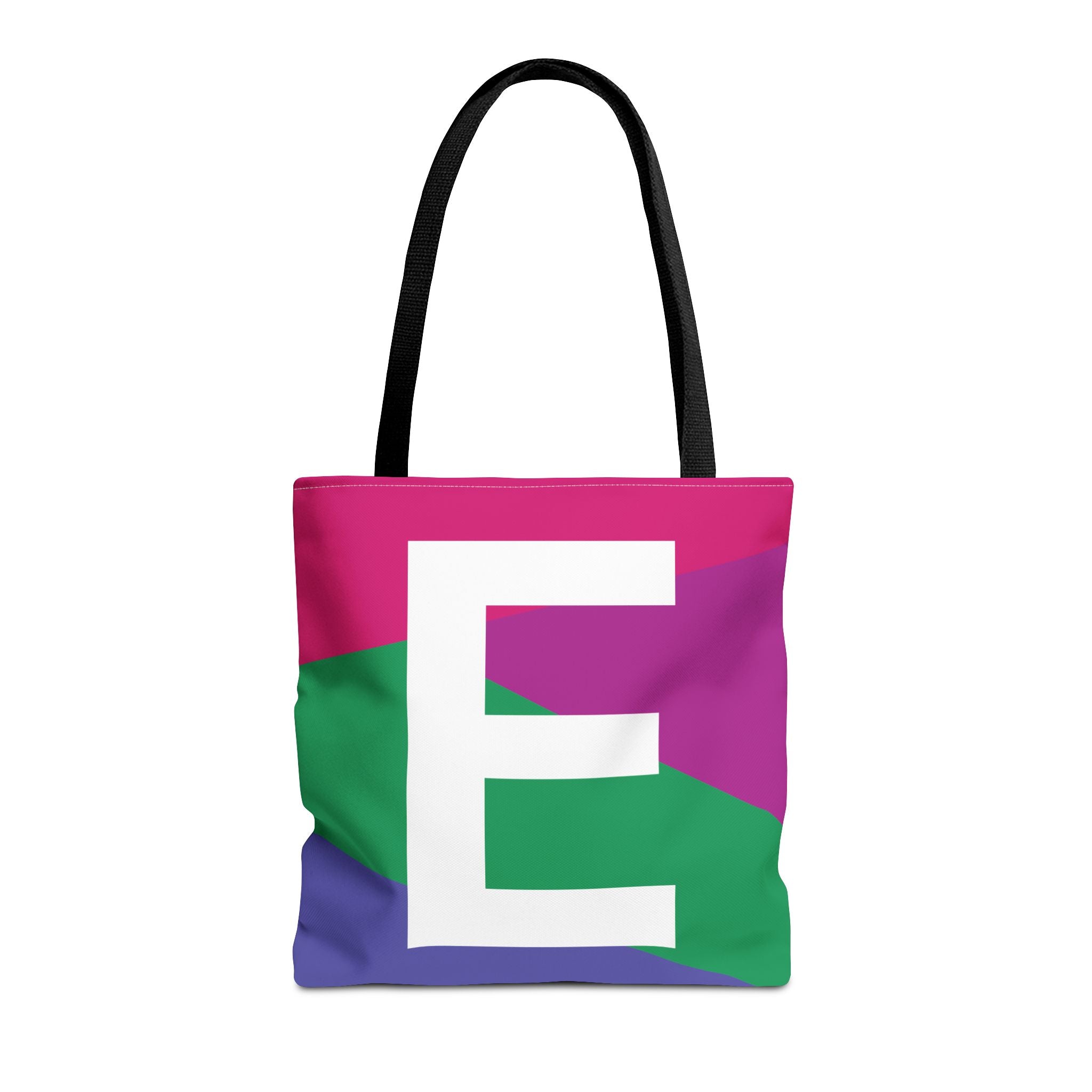 Monogram 'E' Colorblock Tote Bag — Personalized Initial E Shoulder Tote