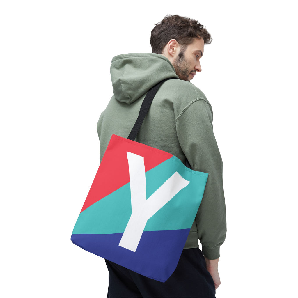 Monogram 'Y' Colorblock Tote Bag — Personalized Initial Y Shoulder Tote
