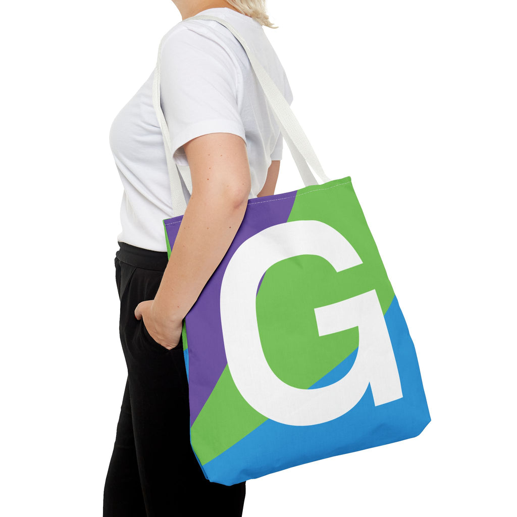 Monogram 'G' Colorblock Tote Bag — Personalized Initial G Shoulder Tote