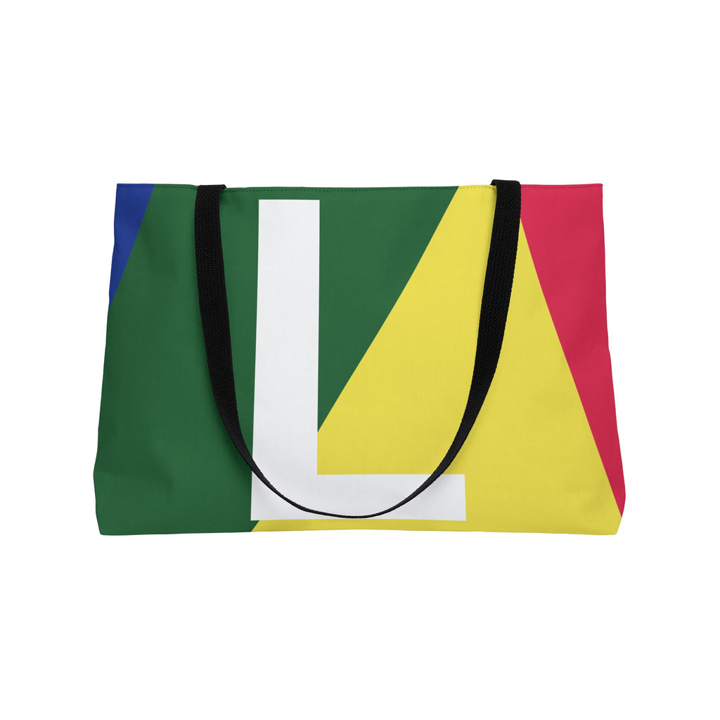 Personalized 'L' Colorblock Tote Bag — Monogram Weekender Tote