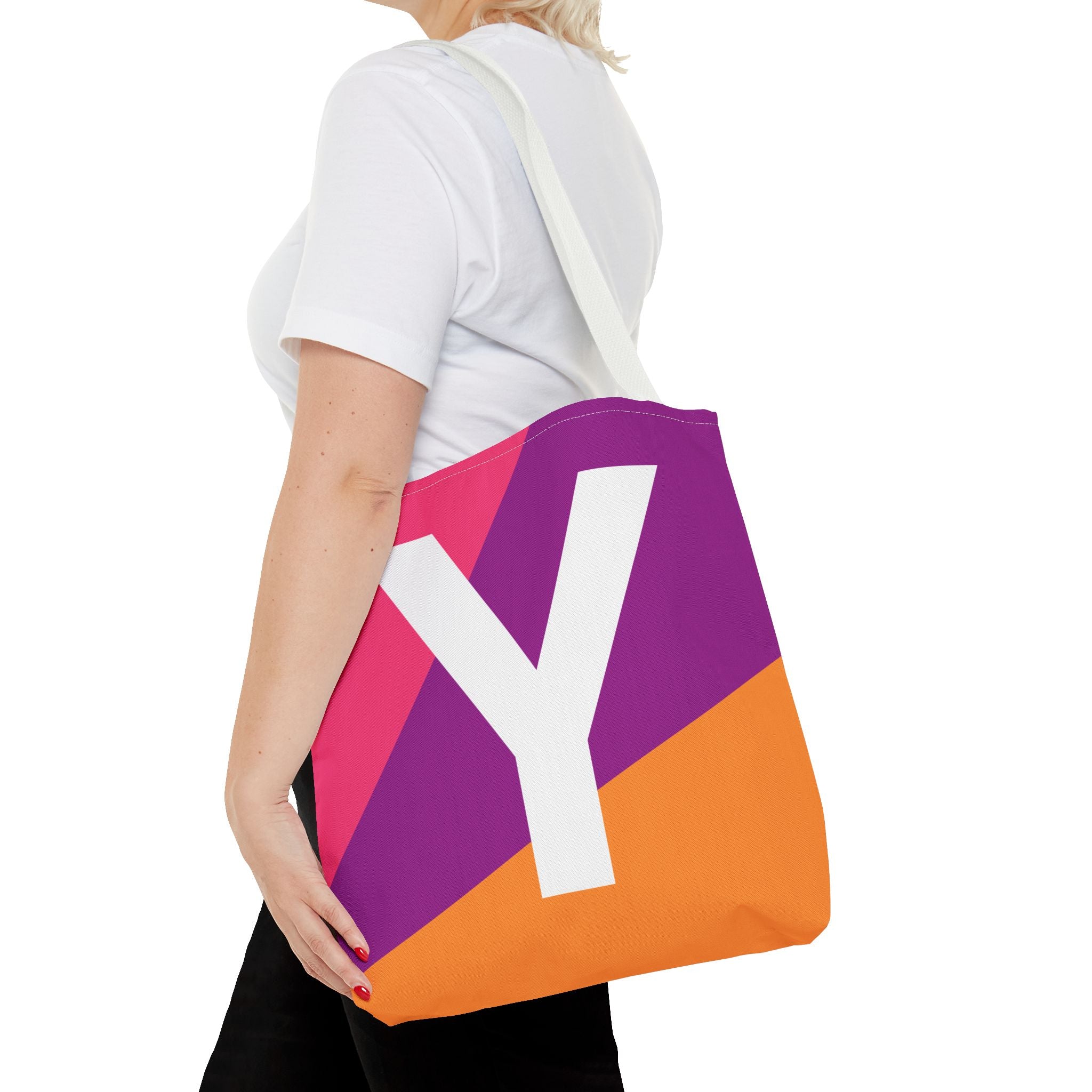 Monogram 'Y' Colorblock Tote Bag — Personalized Initial Y Shoulder Tote