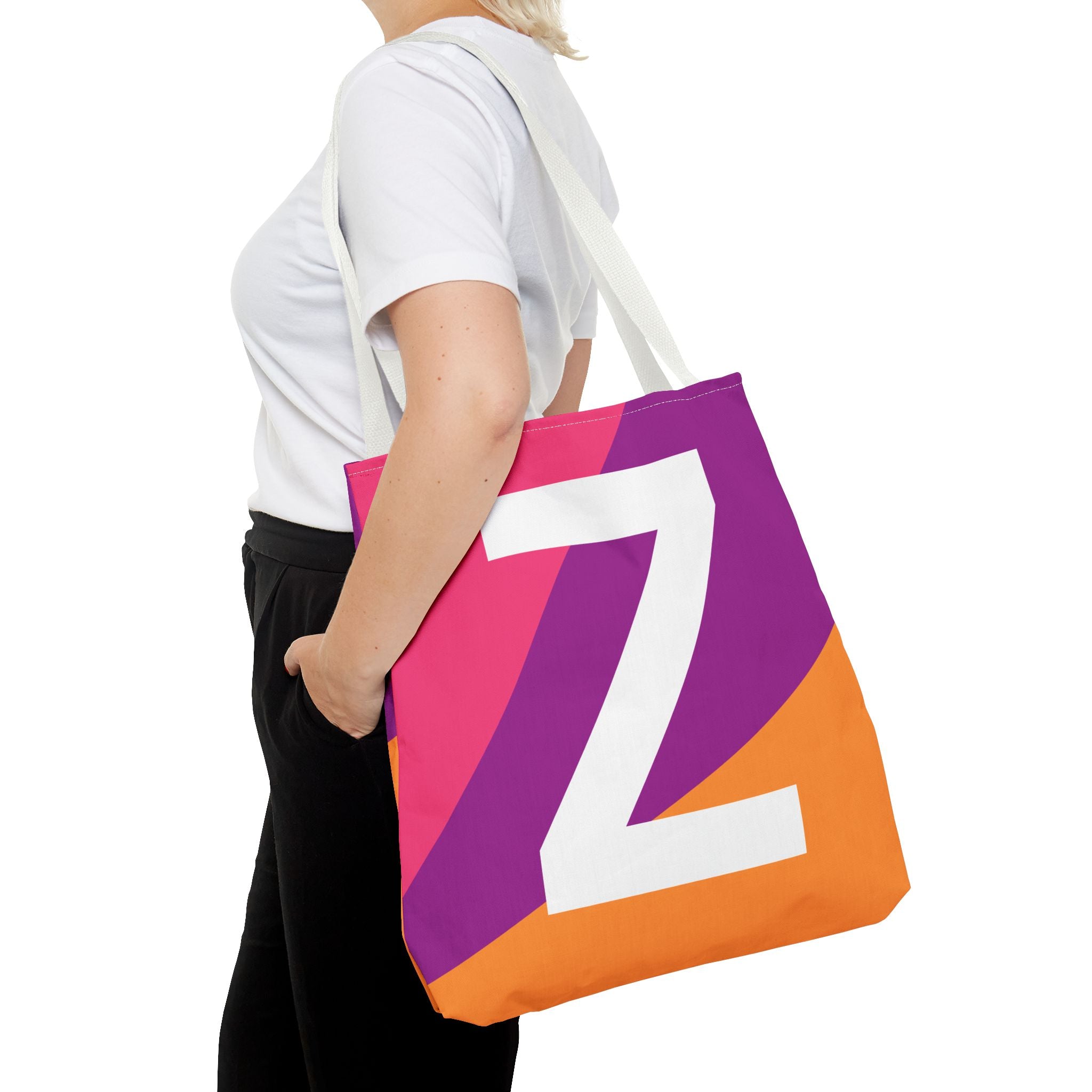 Monogram 'Z' Colorblock Tote Bag — Personalized Initial Z Shoulder Tote