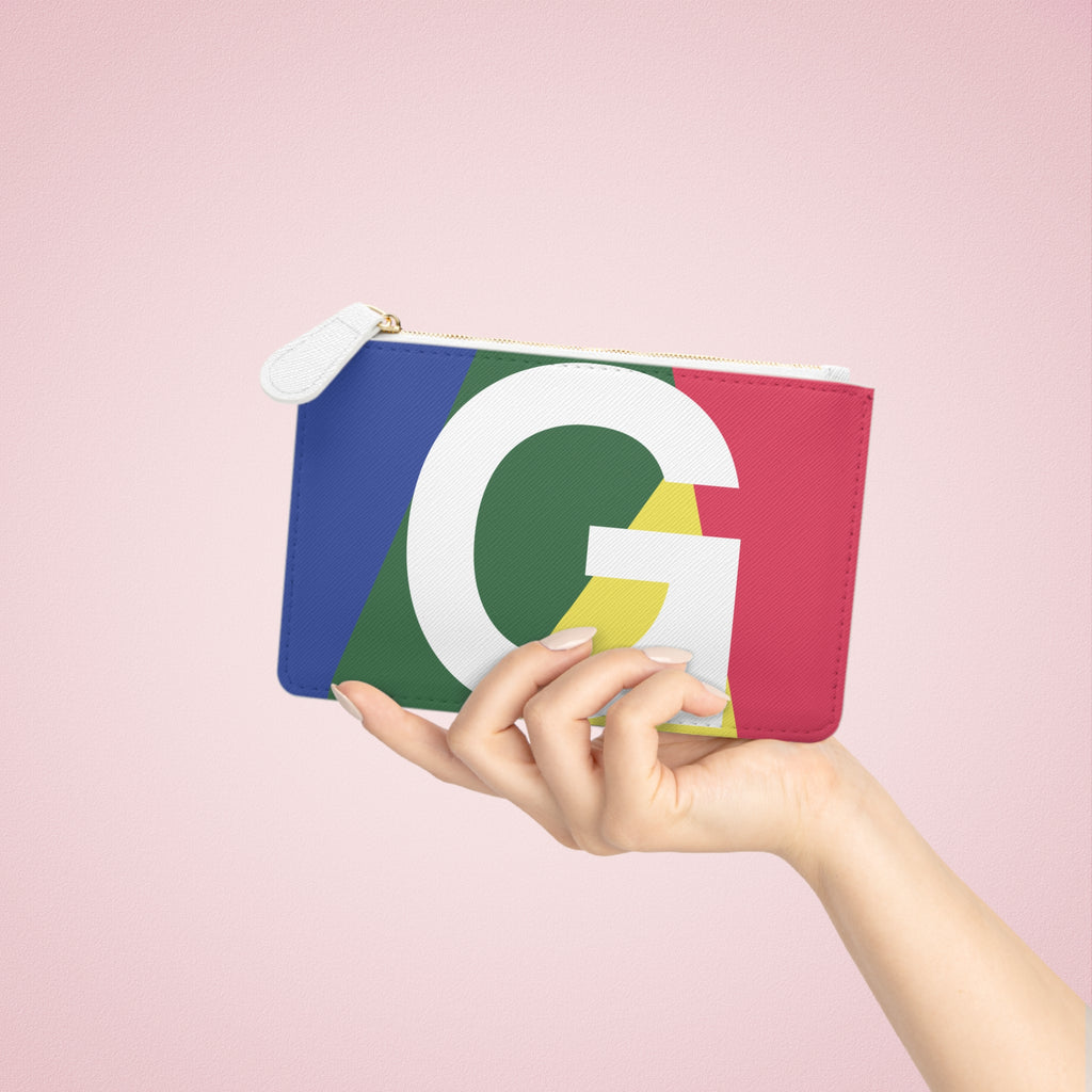 Initial G Mini Clutch — Colorblock Monogram Wristlet Wallet