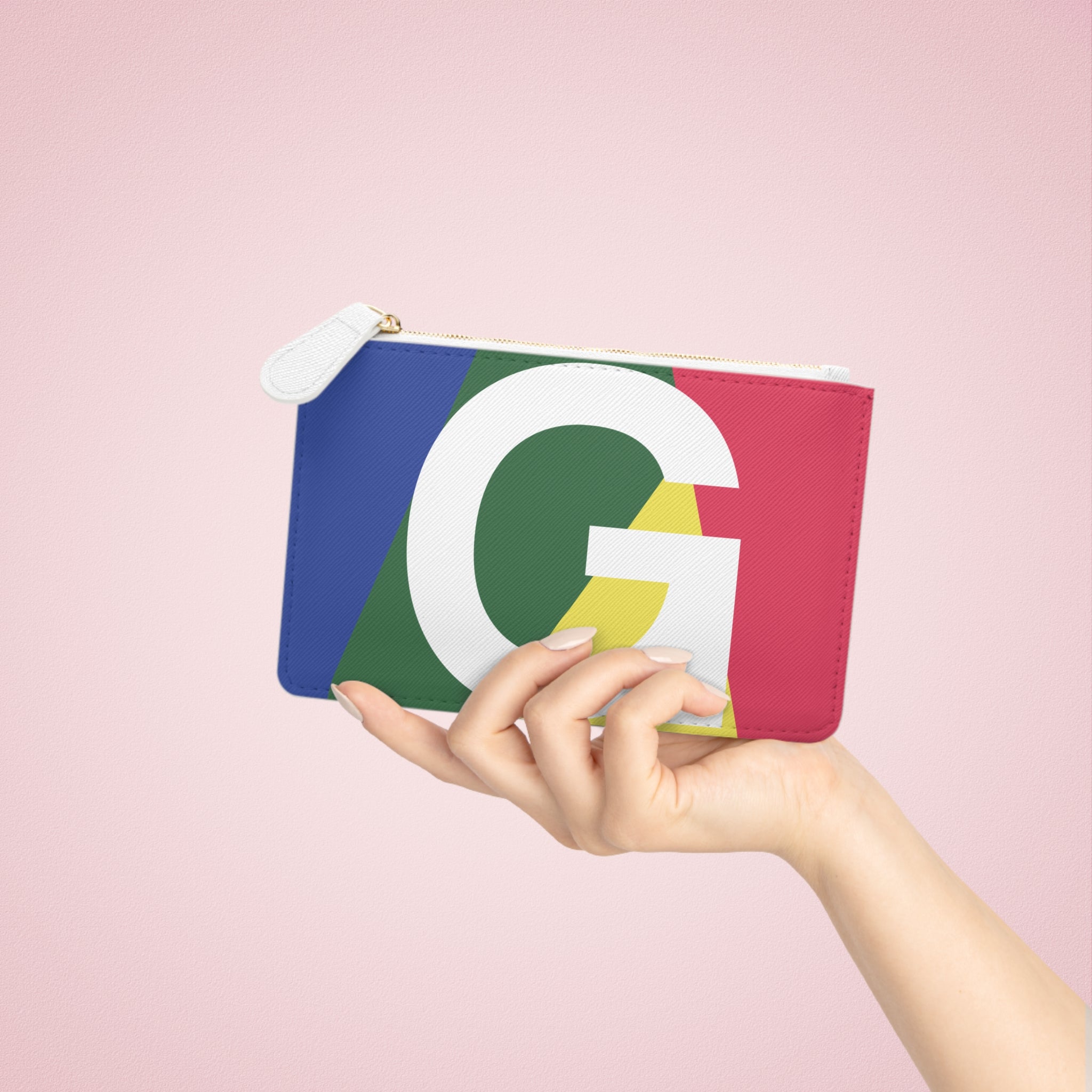 Initial G Mini Clutch — Colorblock Monogram Wristlet Wallet