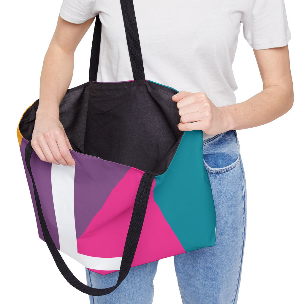 Personalized 'L' Colorblock Tote Bag — Monogram Weekender Tote