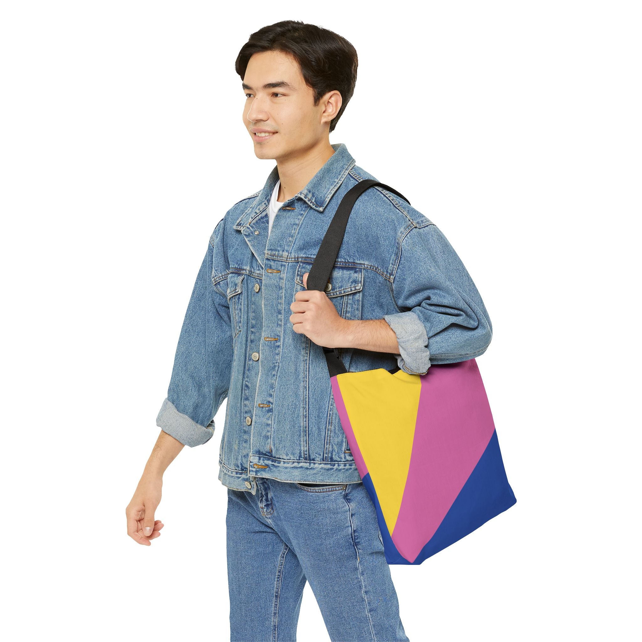 Colorblock Geometric Tote Bag — Adjustable Strap, Bright Abstract Pattern