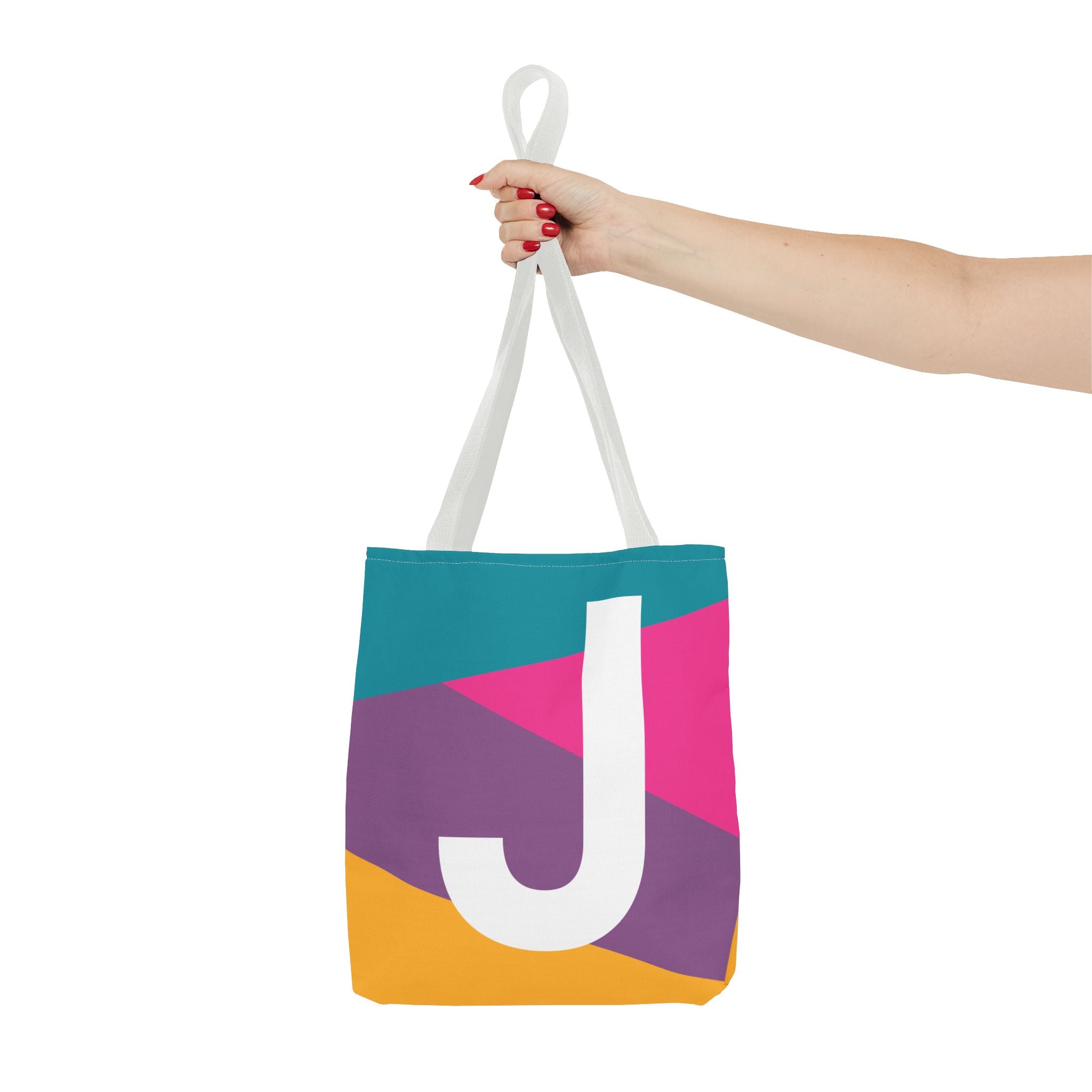 Monogram 'J' Colorblock Tote Bag — Personalized Initial J Shoulder Tote