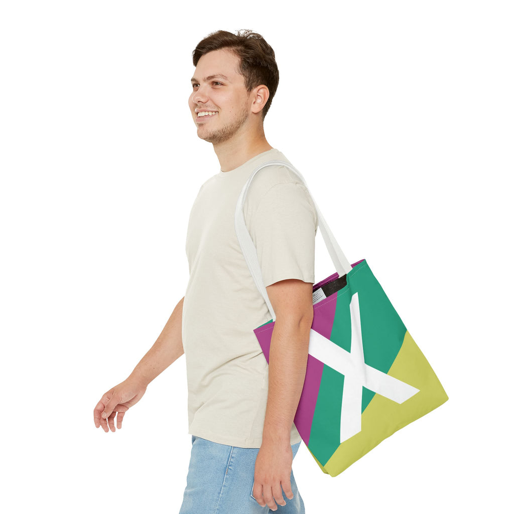 Monogram 'X' Colorblock Tote Bag — Personalized Initial X Shoulder Tote