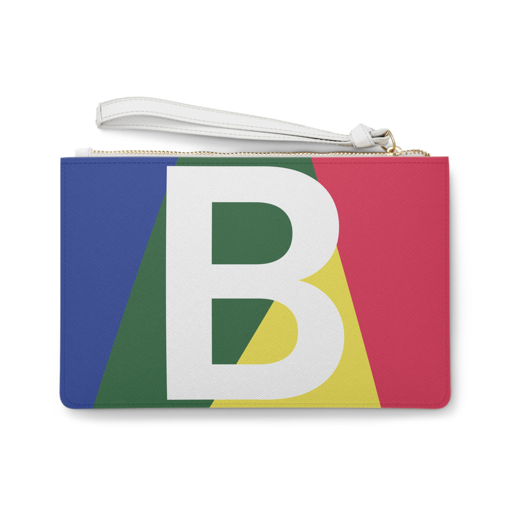 Monogram 'B' Colorblock Clutch Bag — Bold Geometric Wristlet for Everyday & Gifts