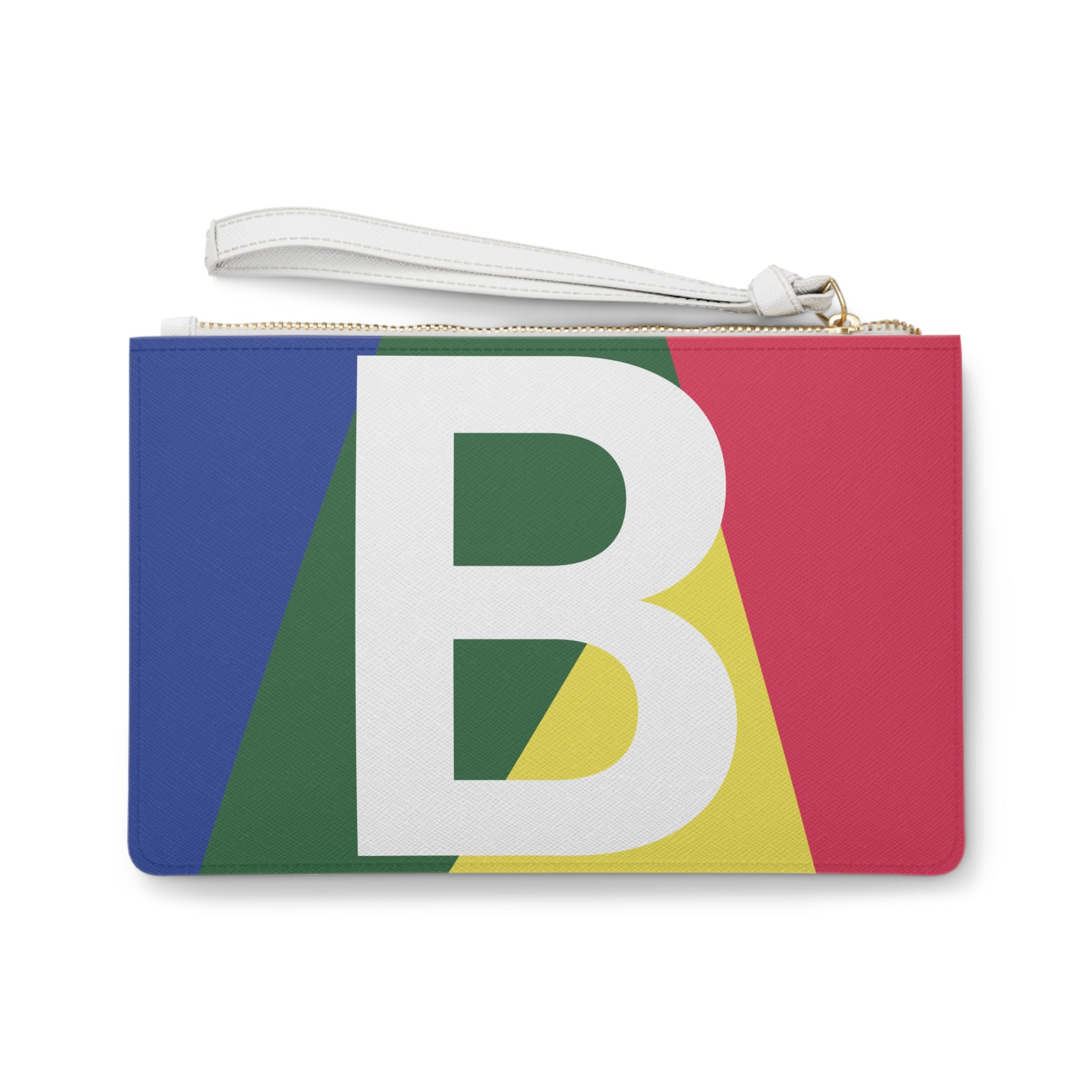 Monogram 'B' Colorblock Clutch Bag — Bold Geometric Wristlet for Everyday & Gifts