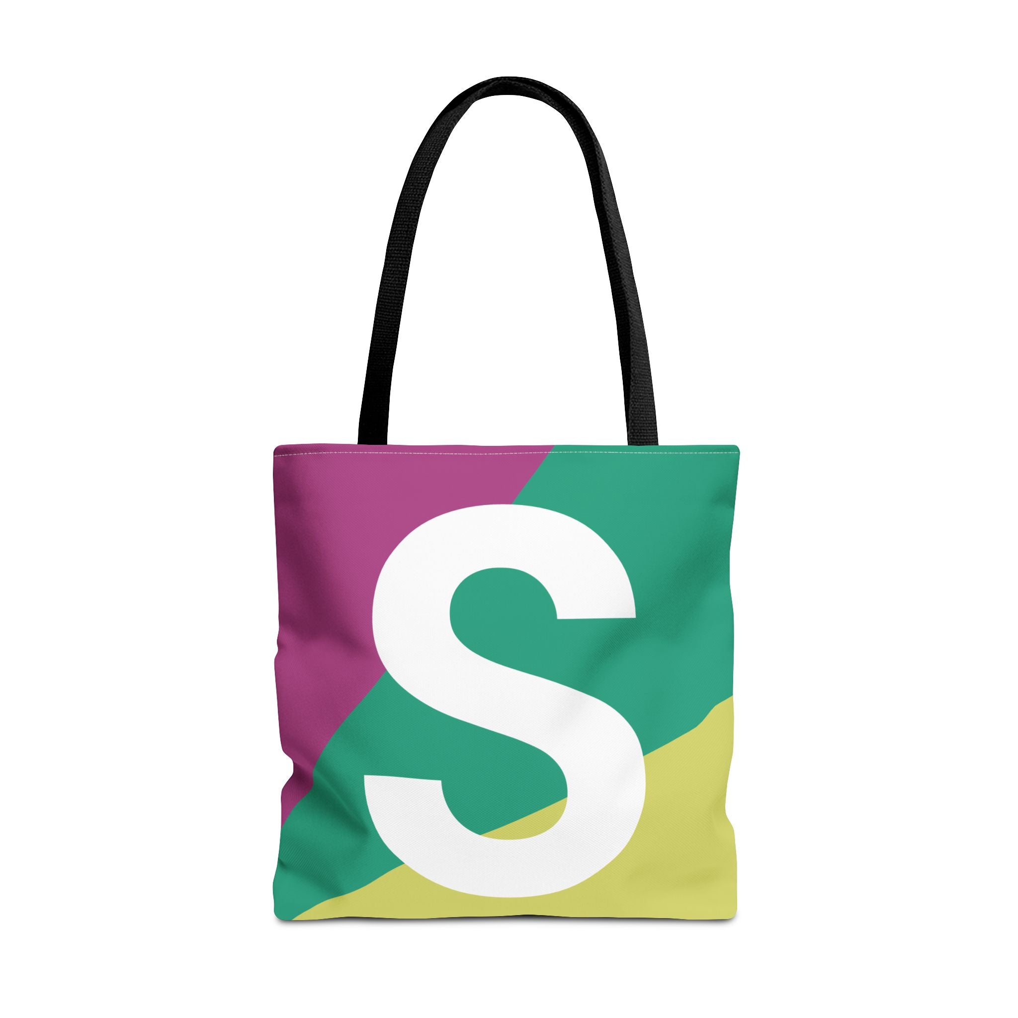 Monogram 'S' Colorblock Tote Bag — Personalized Initial S Shoulder Tote