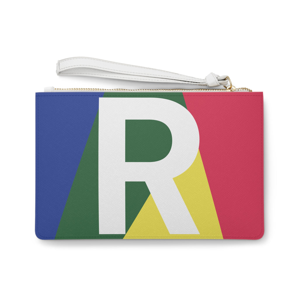 Monogram 'R' Colorblock Clutch Bag — Bold Geometric Wristlet for Everyday & Gifts