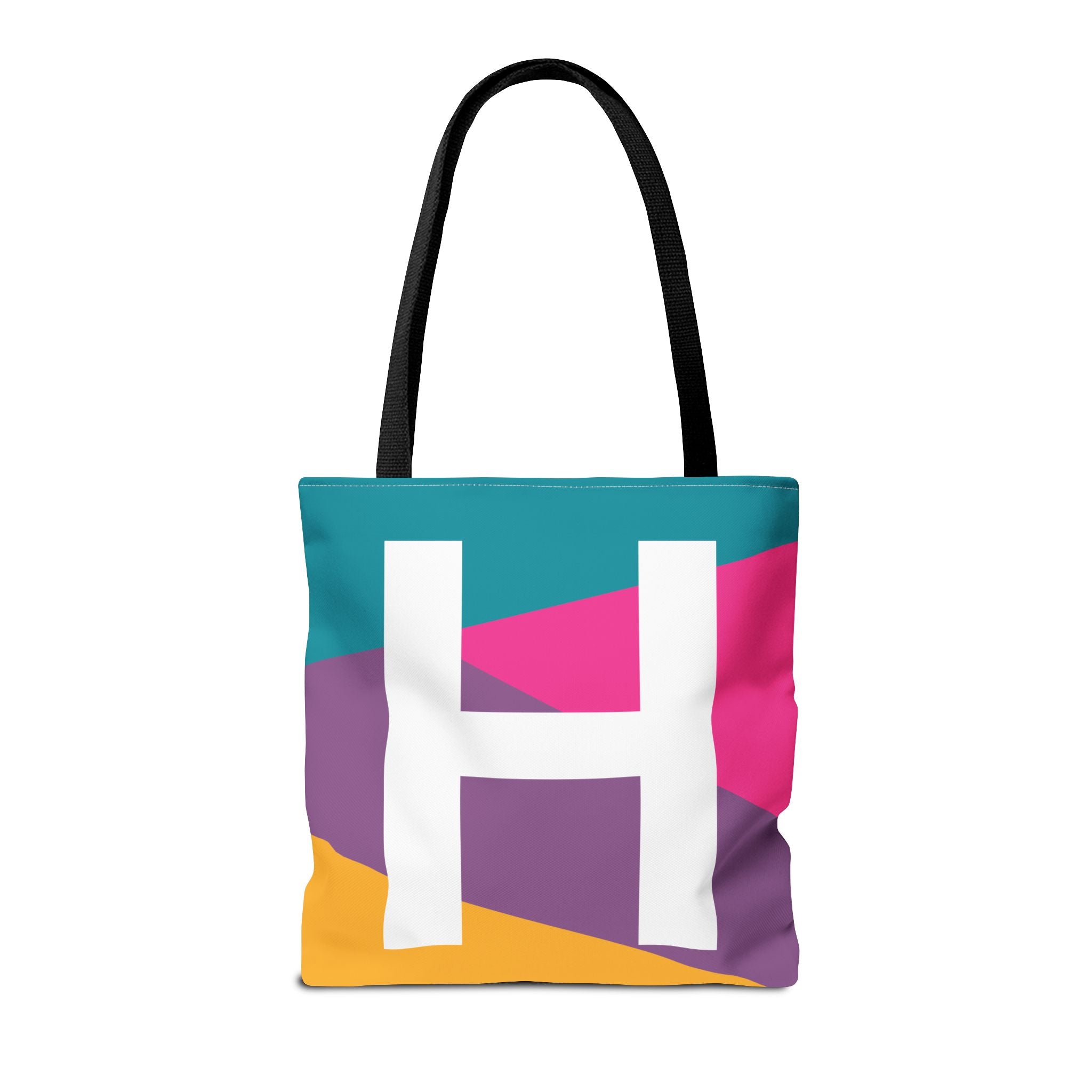 Monogram 'H' Colorblock Tote Bag — Personalized Initial H Shoulder Tote