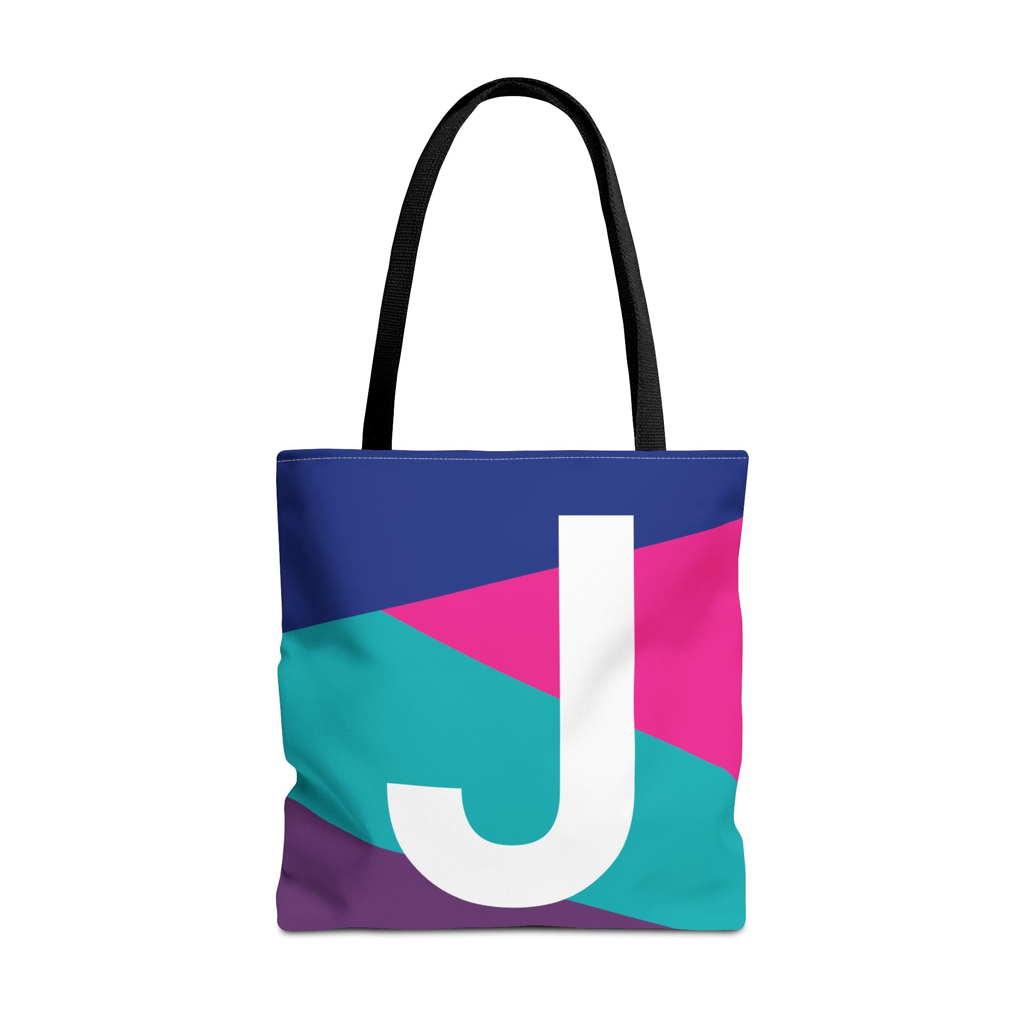 Monogram 'J' Colorblock Tote Bag — Personalized Initial J Shoulder Tote