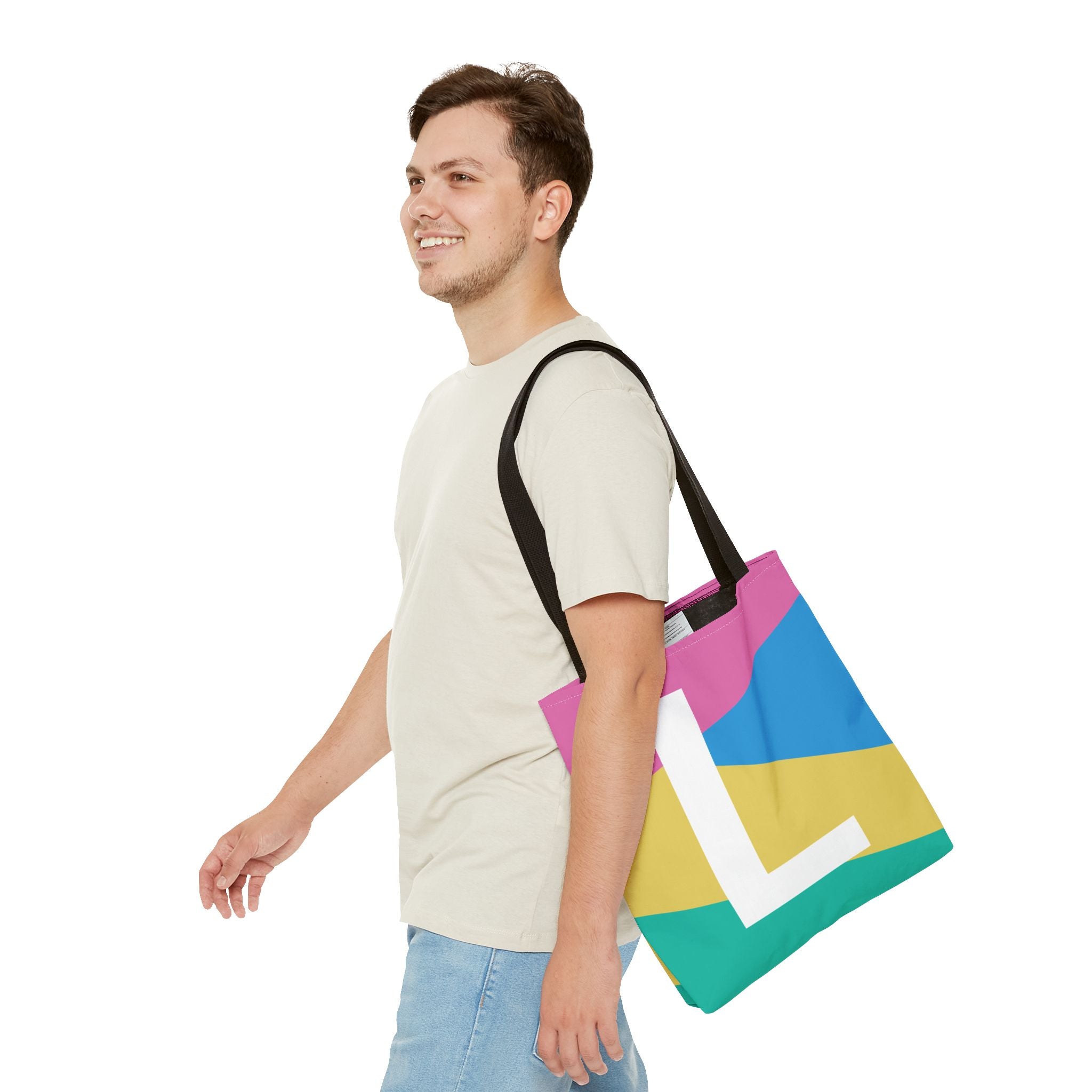 Monogram 'L' Colorblock Tote Bag — Personalized Initial L Shoulder Tote