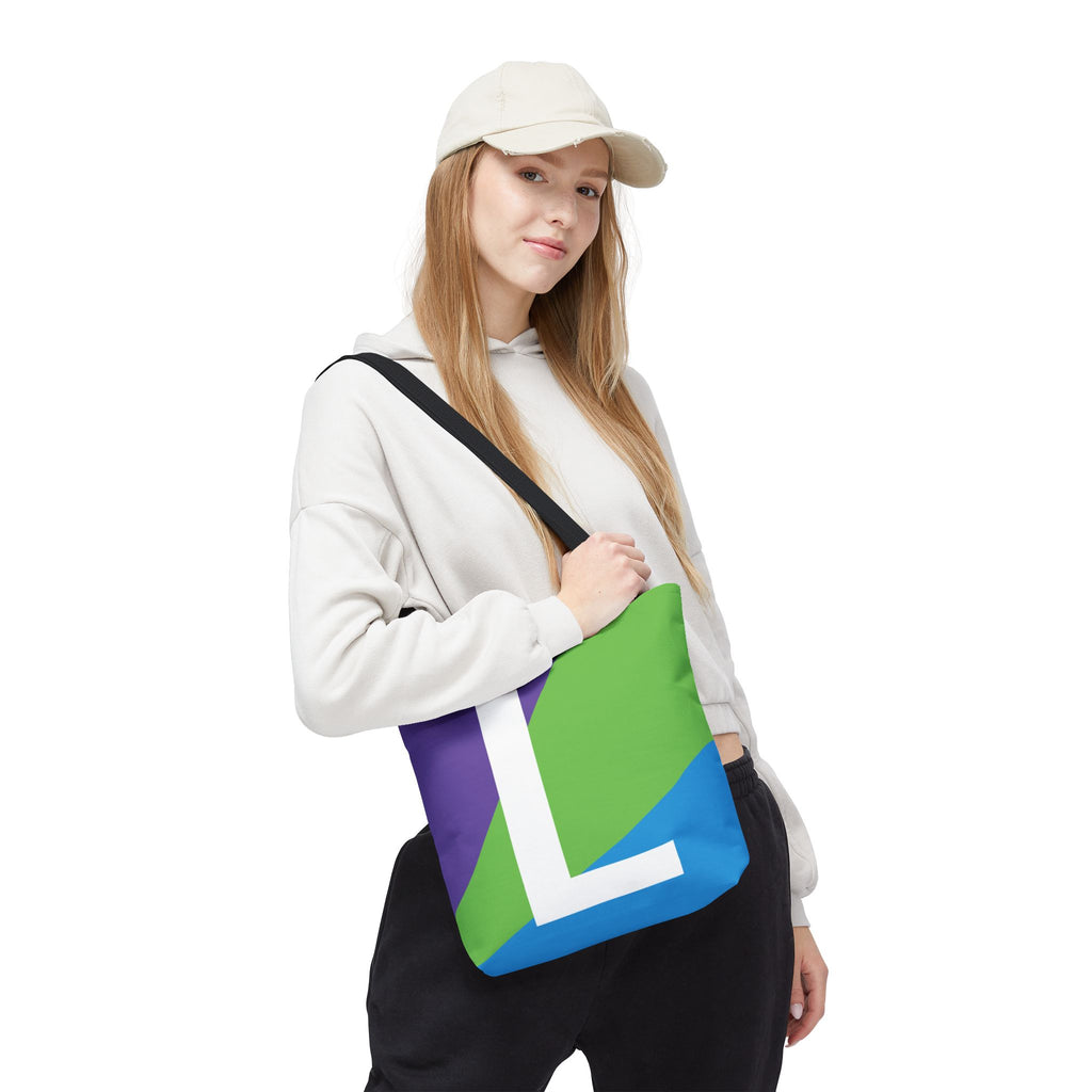 Monogram 'L' Colorblock Tote Bag — Personalized Initial L Shoulder Tote