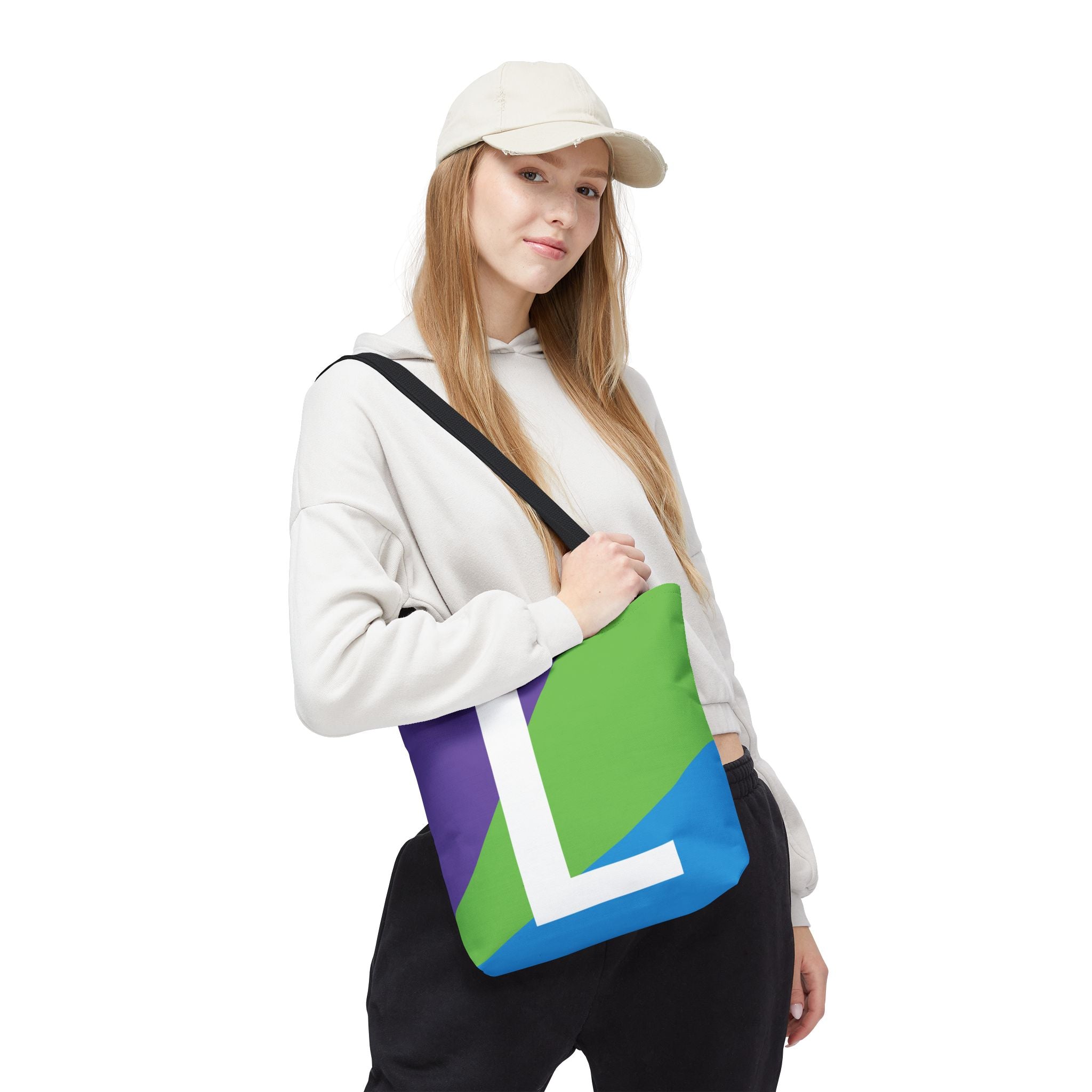 Monogram 'L' Colorblock Tote Bag — Personalized Initial L Shoulder Tote