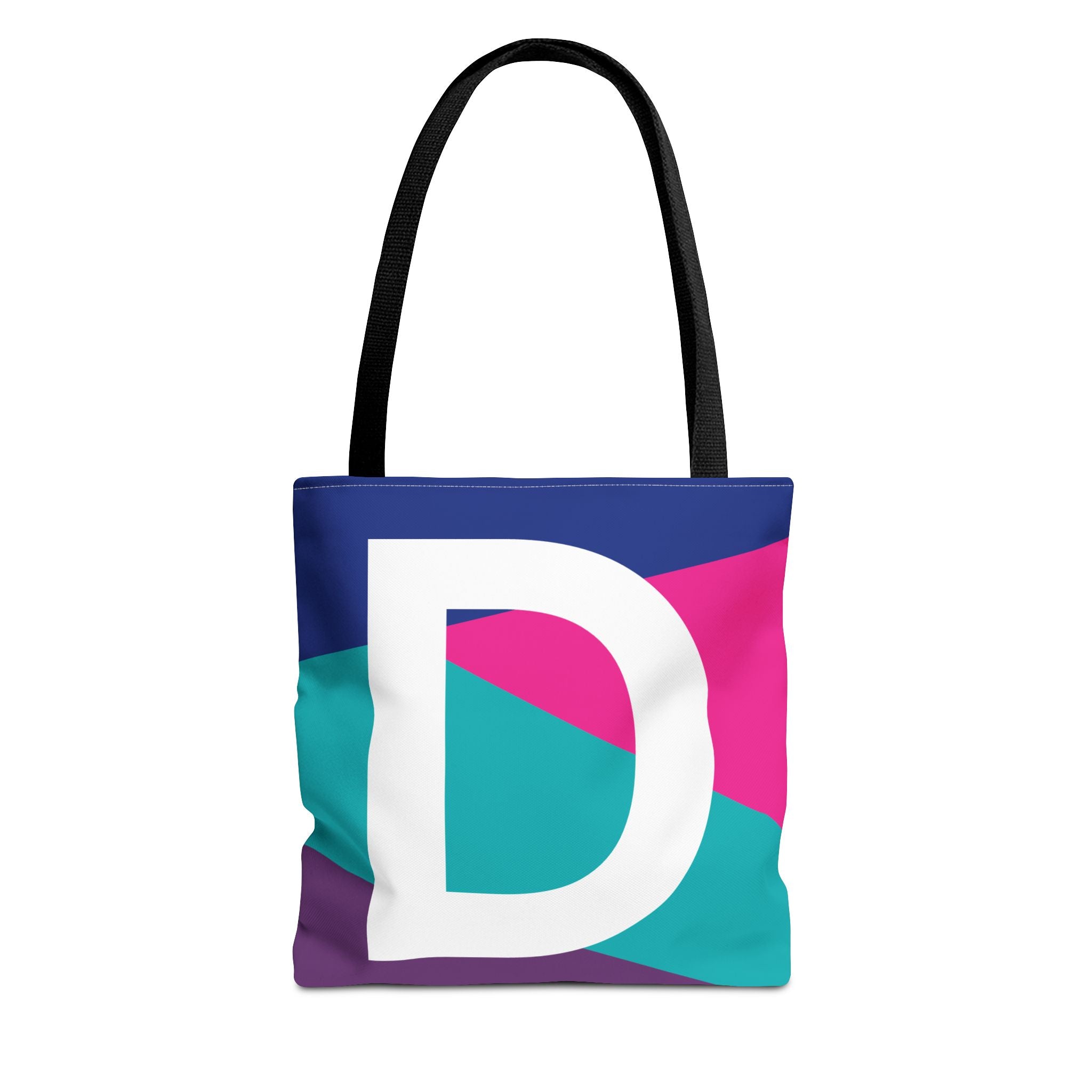 Monogram 'D' Colorblock Tote Bag — Personalized Initial D Shoulder Tote
