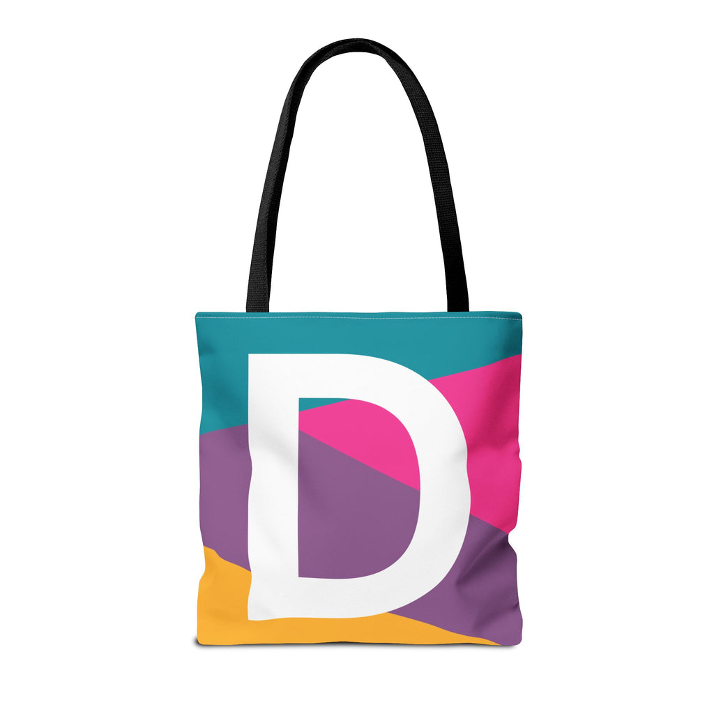 Monogram 'D' Colorblock Tote Bag — Personalized Initial D Shoulder Tote