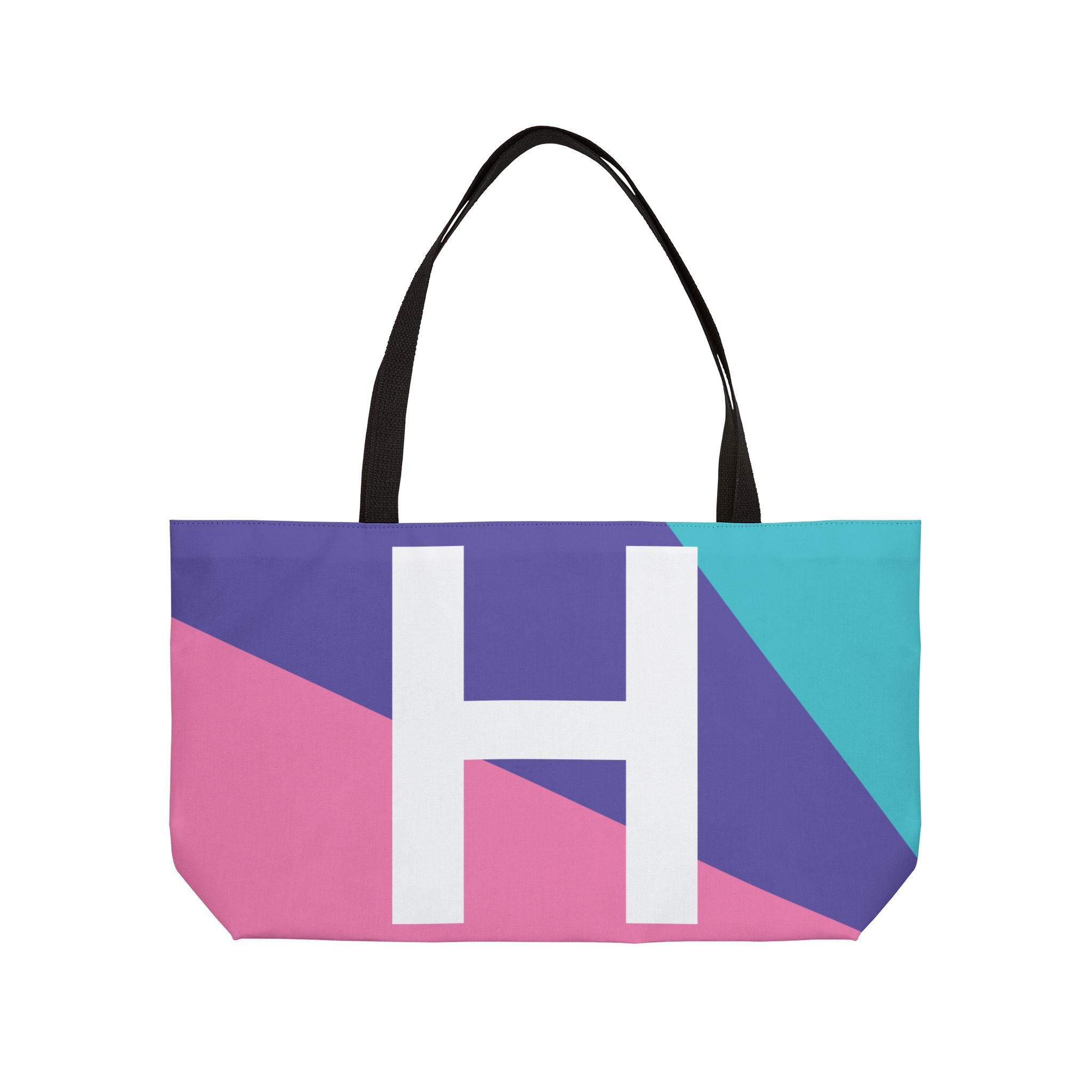 Personalized 'H' Colorblock Tote Bag — Monogram Weekender Tote