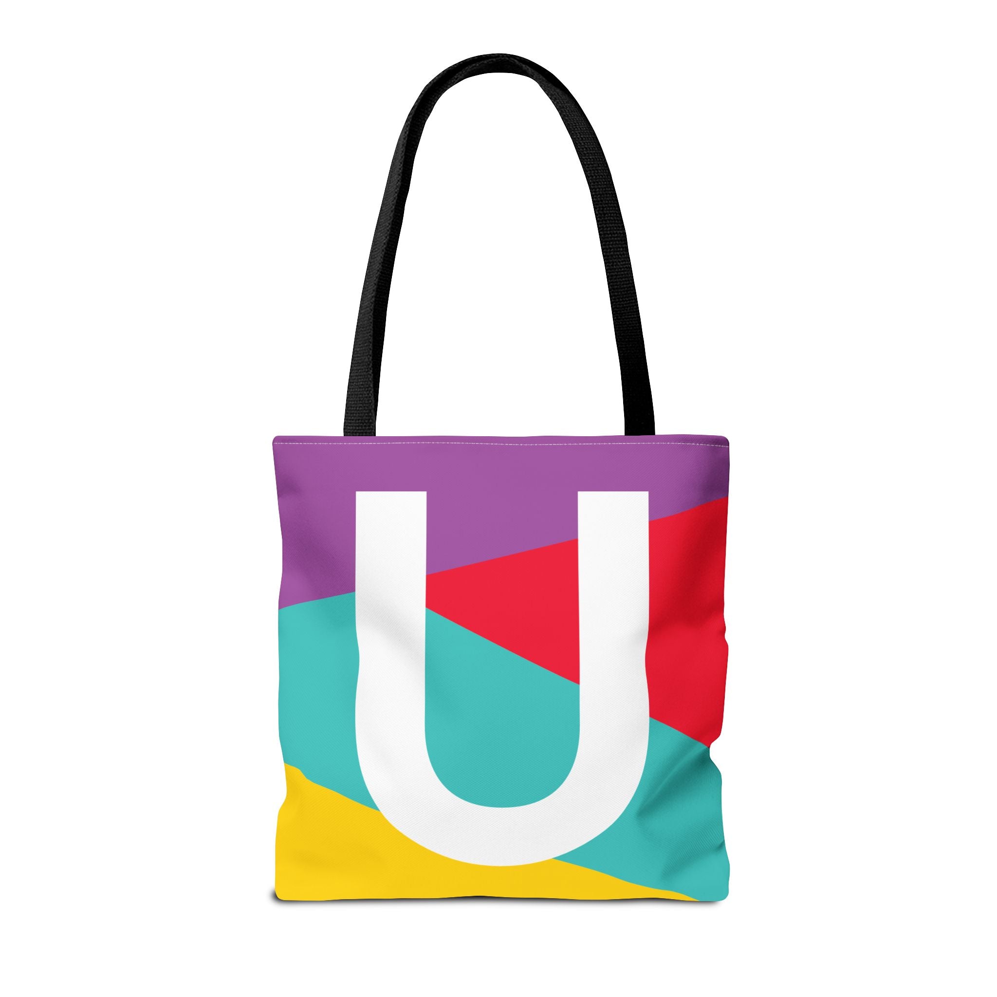 Monogram 'U' Colorblock Tote Bag — Personalized Initial U Shoulder Tote
