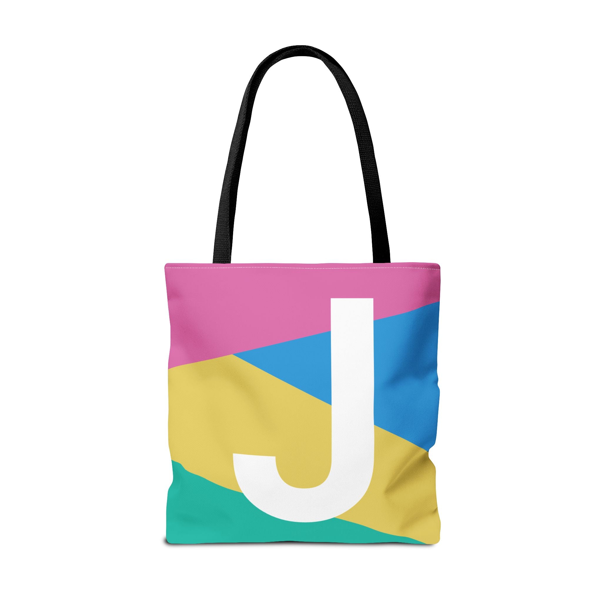 Monogram 'J' Colorblock Tote Bag — Personalized Initial J Shoulder Tote
