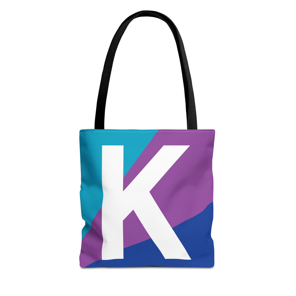 Monogram 'K' Colorblock Tote Bag — Personalized Initial K Shoulder Tote