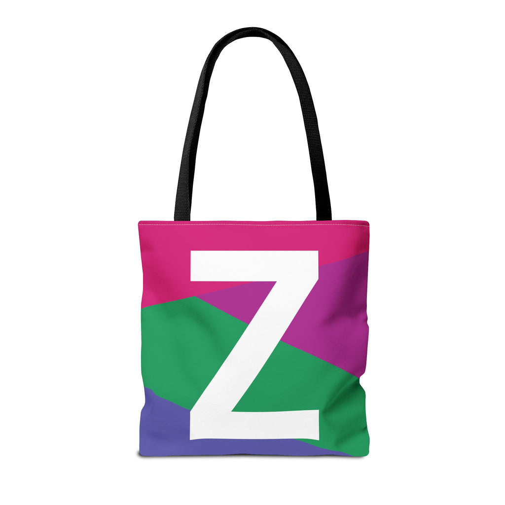 Monogram 'Z' Colorblock Tote Bag — Personalized Initial Z Shoulder Tote