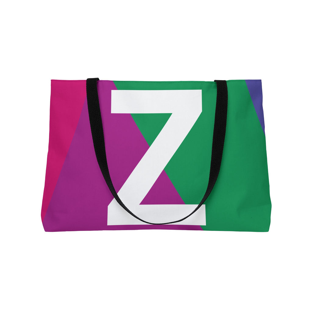 Personalized 'Z' Colorblock Tote Bag — Monogram Weekender Tote