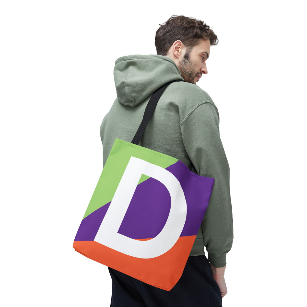 Monogram 'D' Colorblock Tote Bag — Personalized Initial D Shoulder Tote