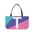 Personalized 'T' Colorblock Tote Bag — Monogram Weekender Tote
