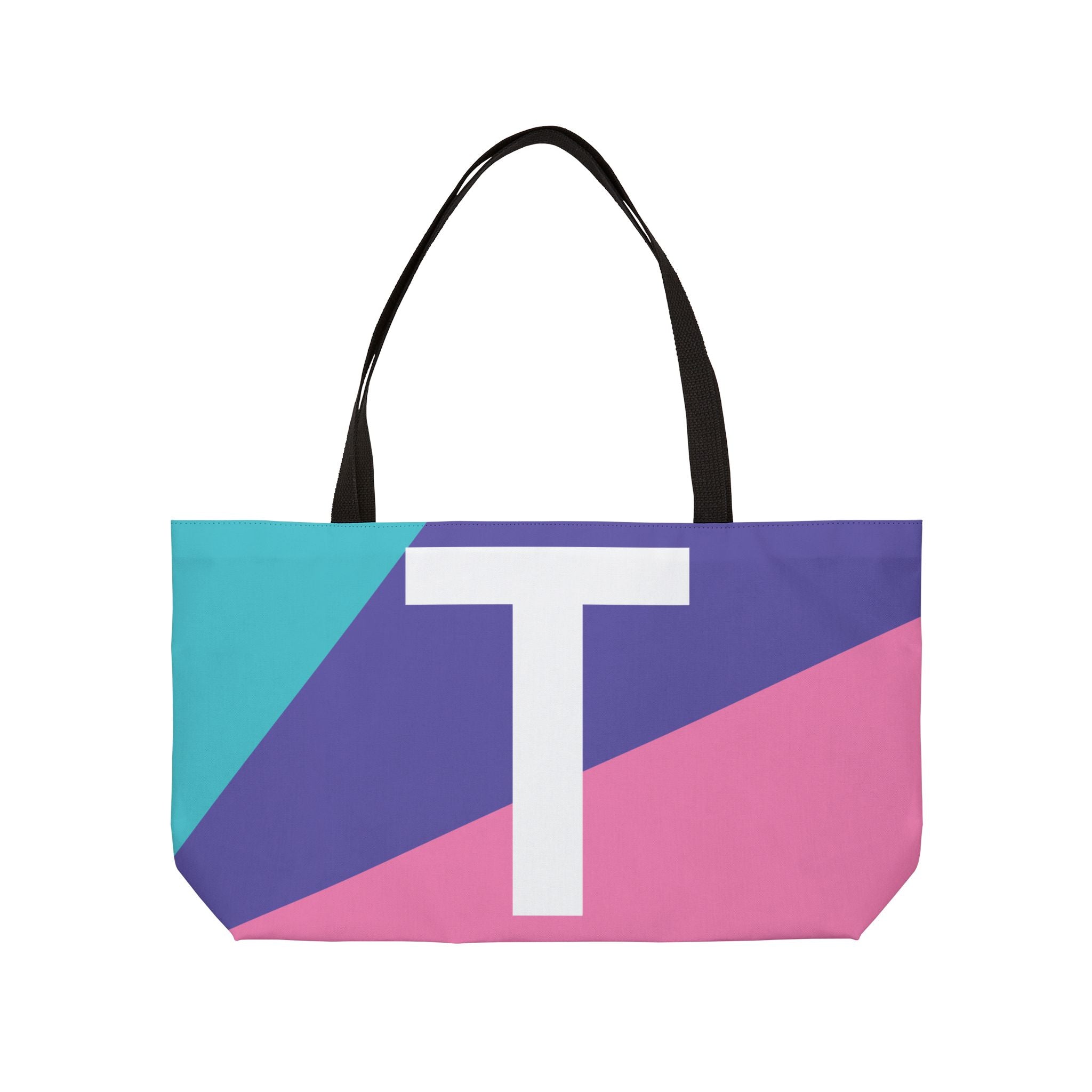 Personalized 'T' Colorblock Tote Bag — Monogram Weekender Tote