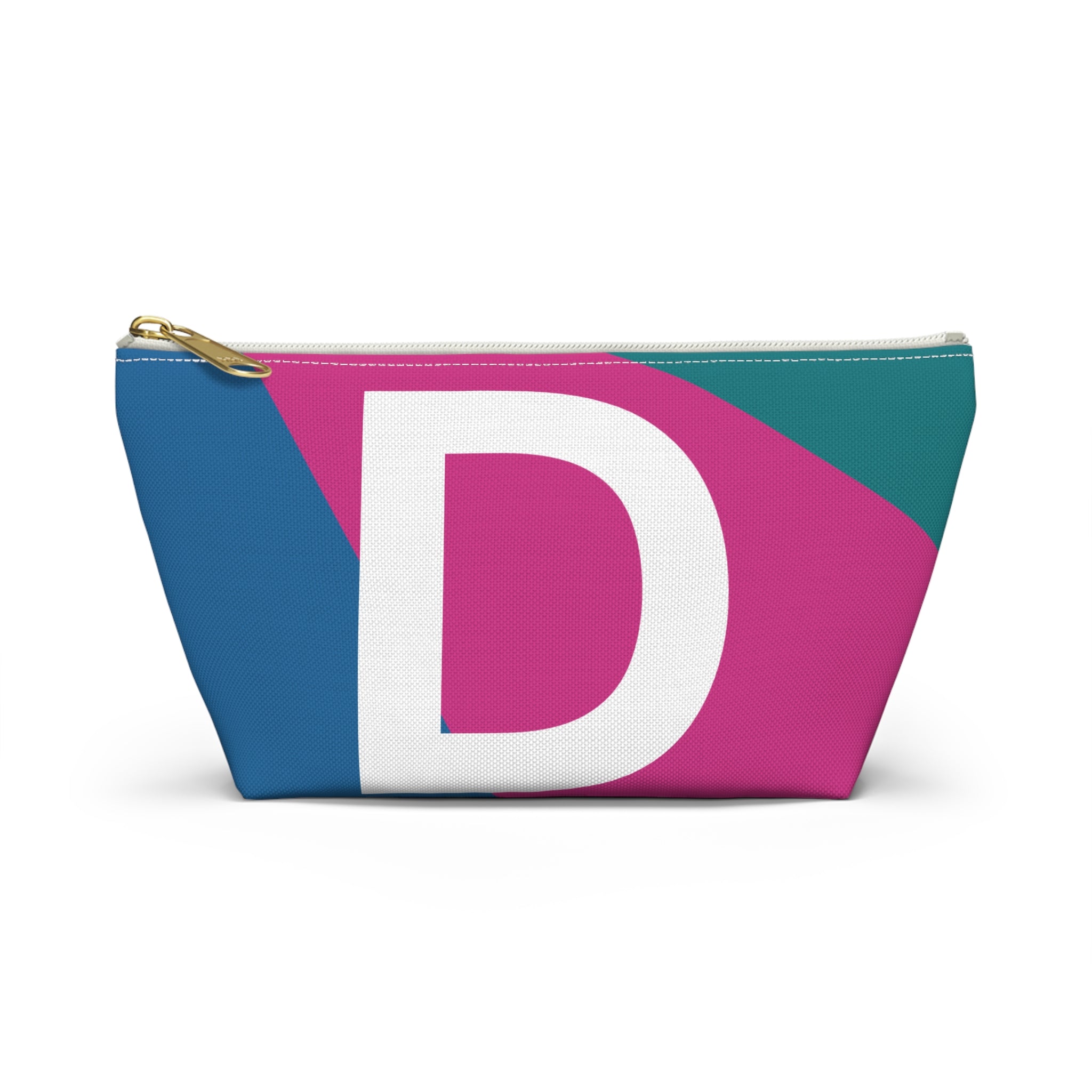 Initials Colorblock Accessory Pouch — Monogram D T-Bottom Cosmetic Bag