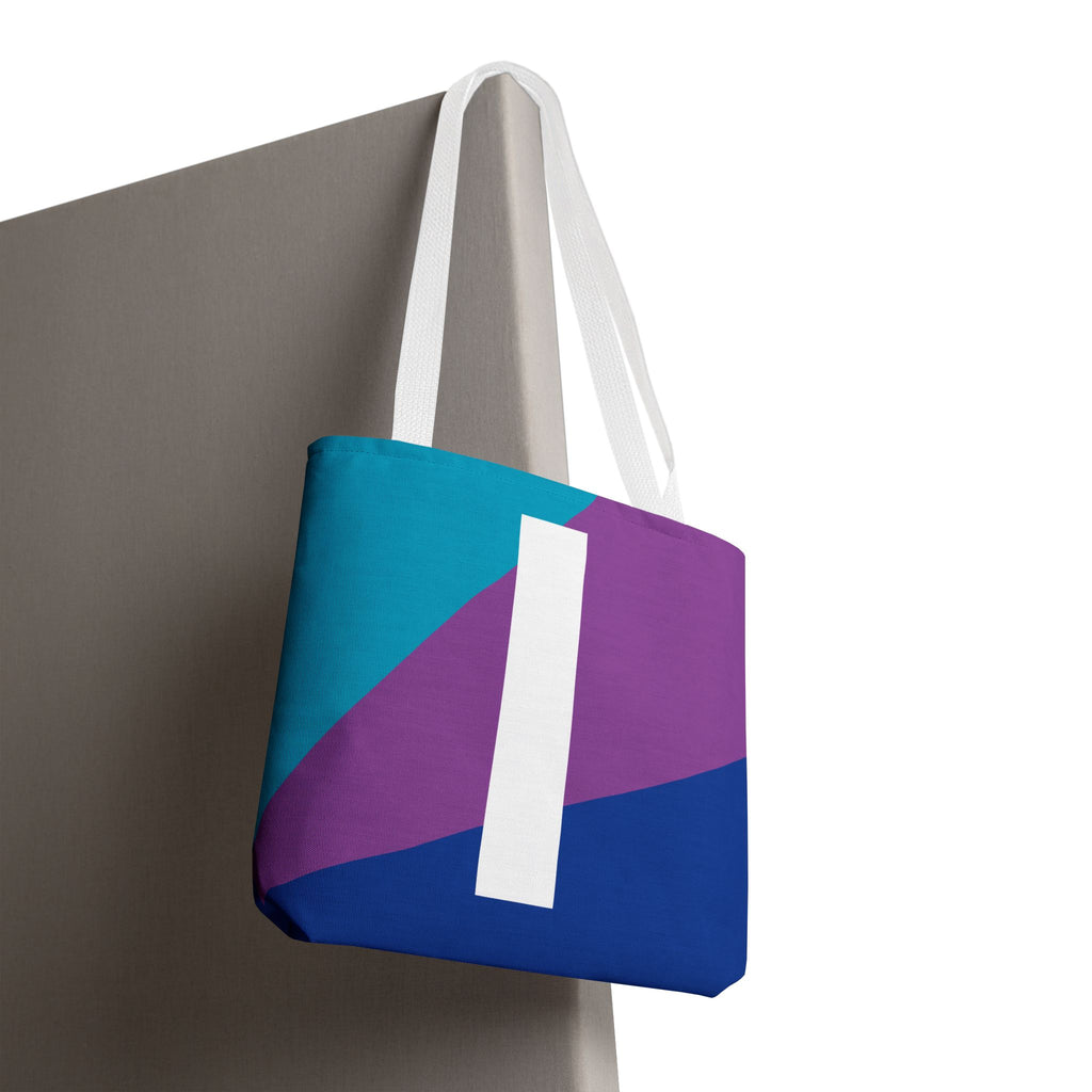 Monogram 'I' Colorblock Tote Bag — Personalized Initial I Shoulder Tote